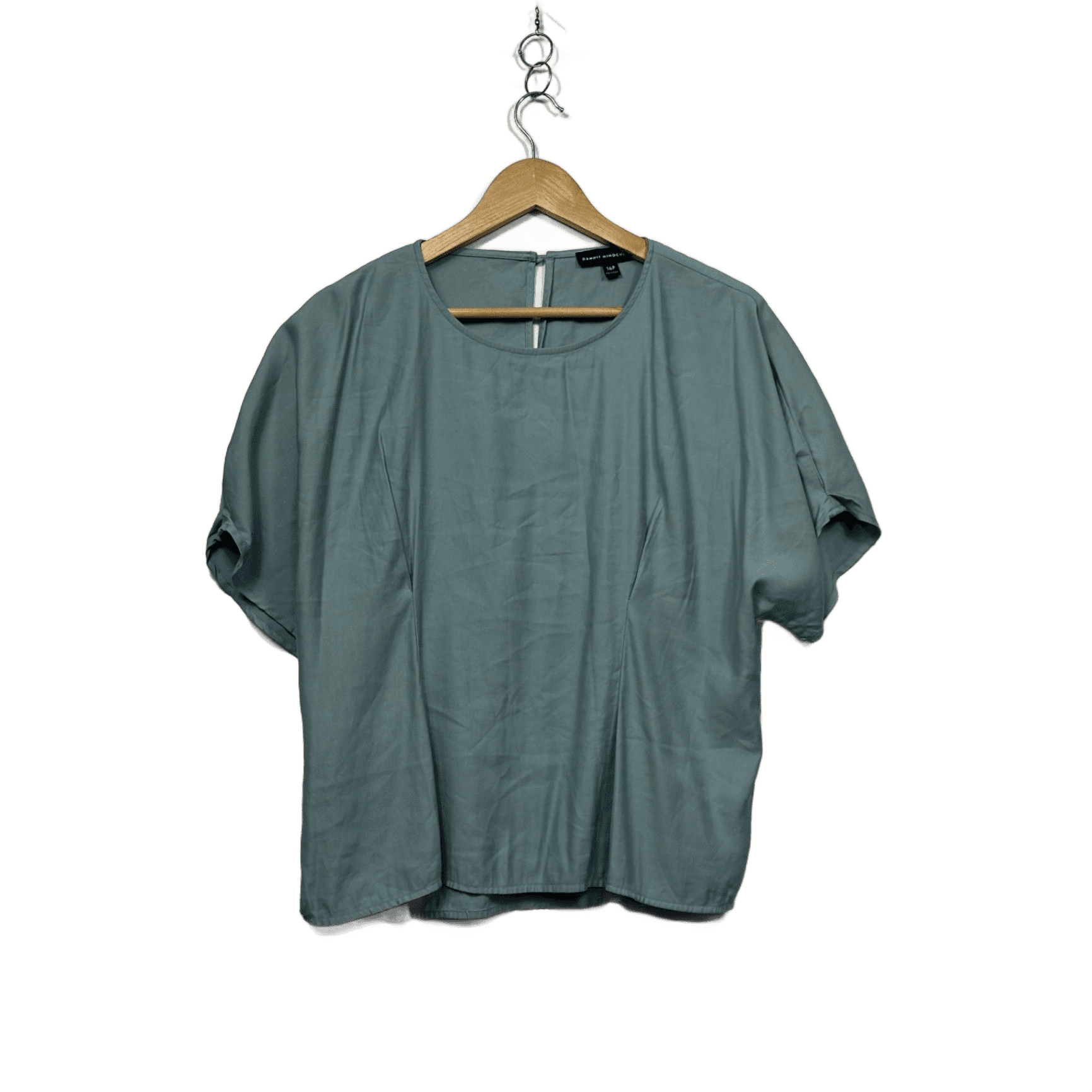 Dannii Minogue Green Short Sleeve Fitted Top Size 16P Petites