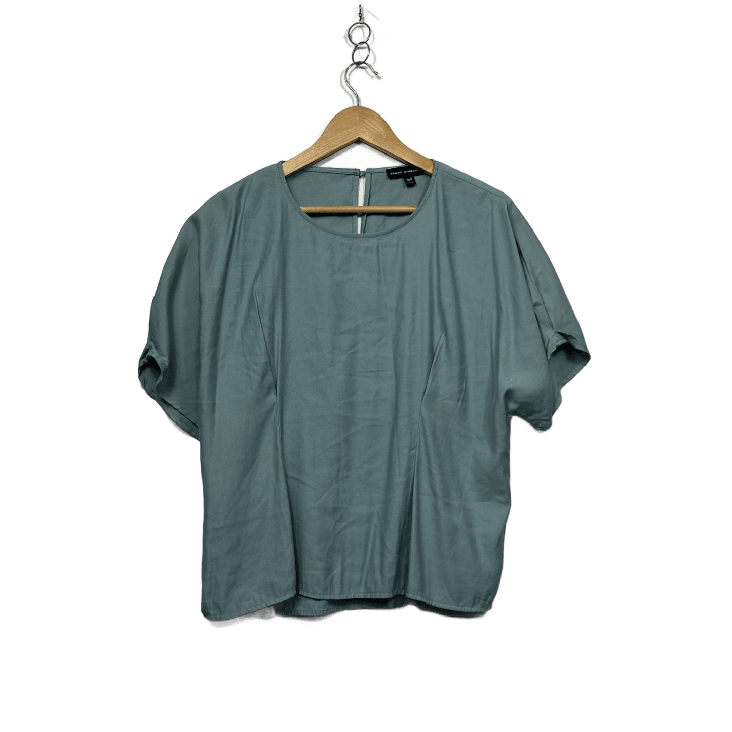 Dannii Minogue Green Short Sleeve Fitted Top Size 16P Petites