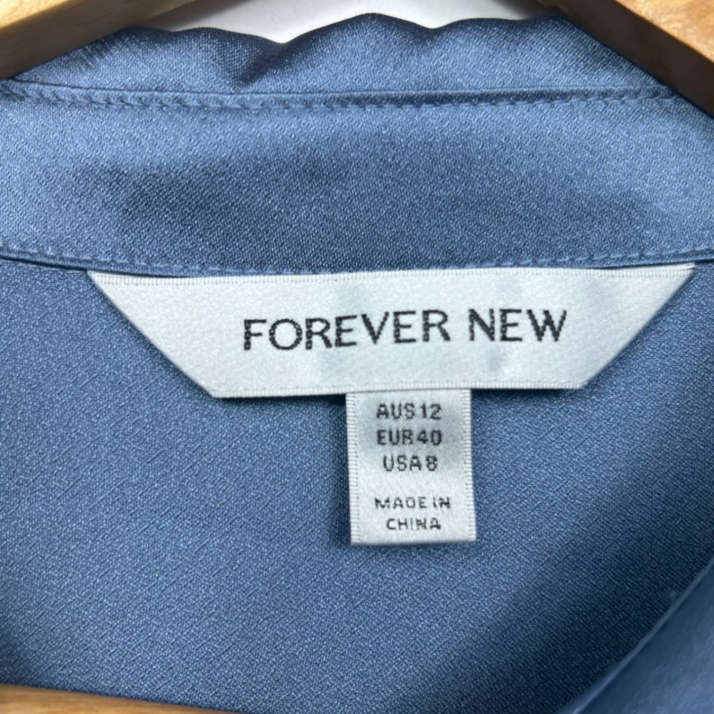 Forever New Women's Blue Button Up Long Sleeve Blouse Size 12