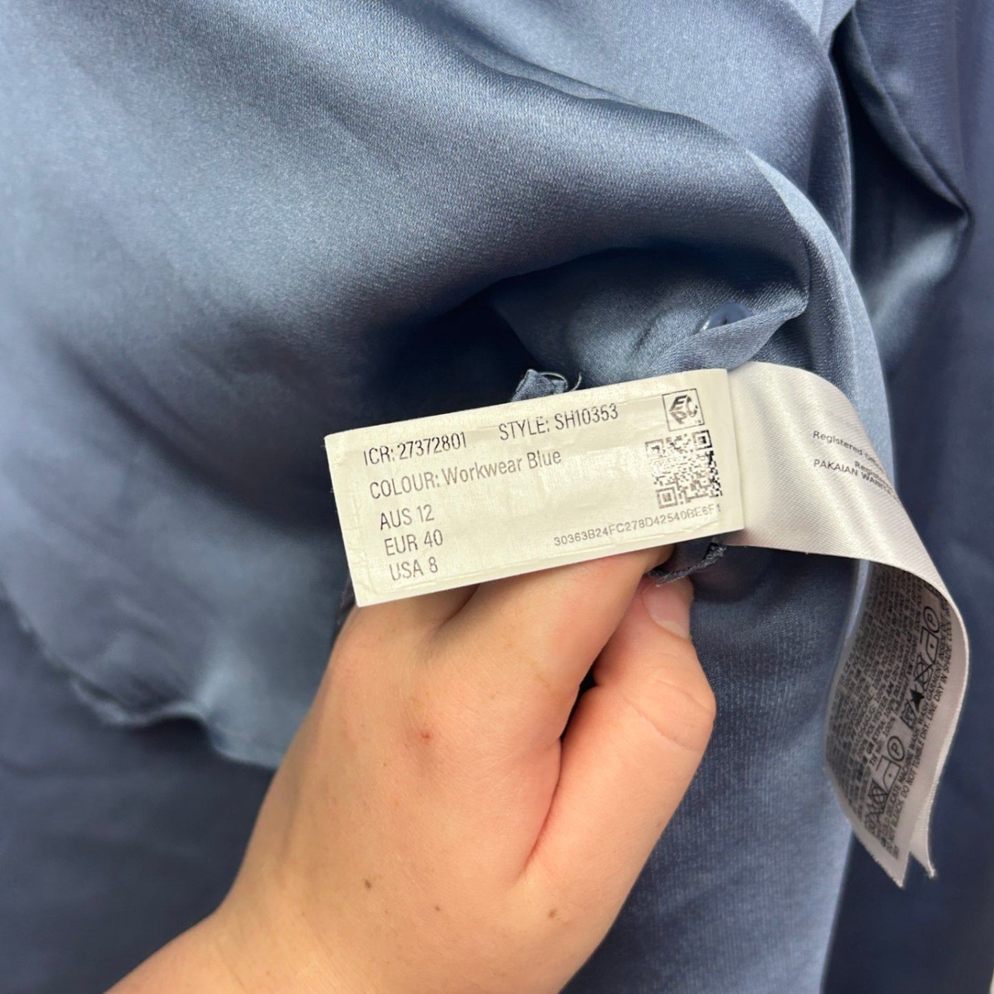 Forever New Women's Blue Button Up Long Sleeve Blouse Size 12