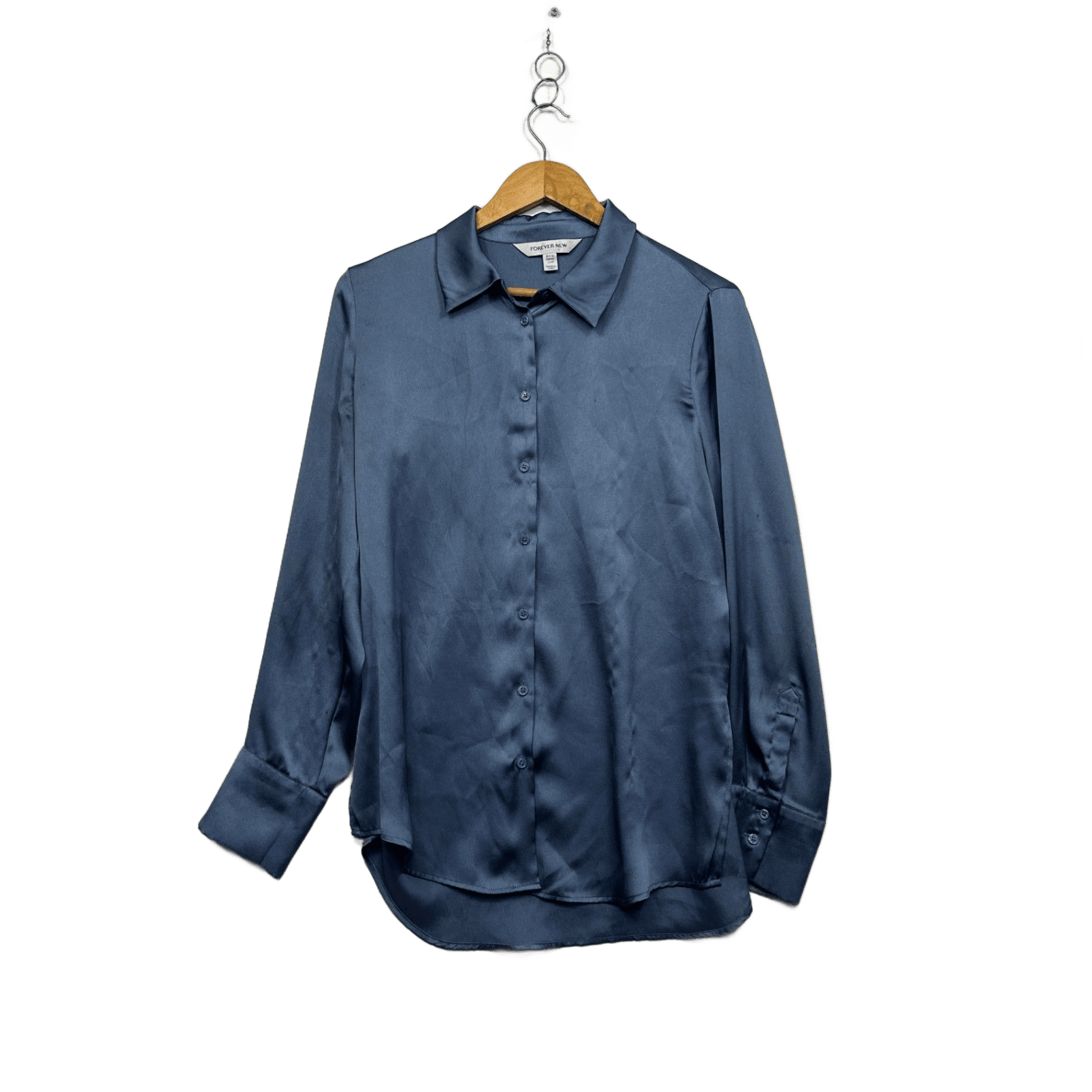 Forever New Women's Blue Button Up Long Sleeve Blouse Size 12