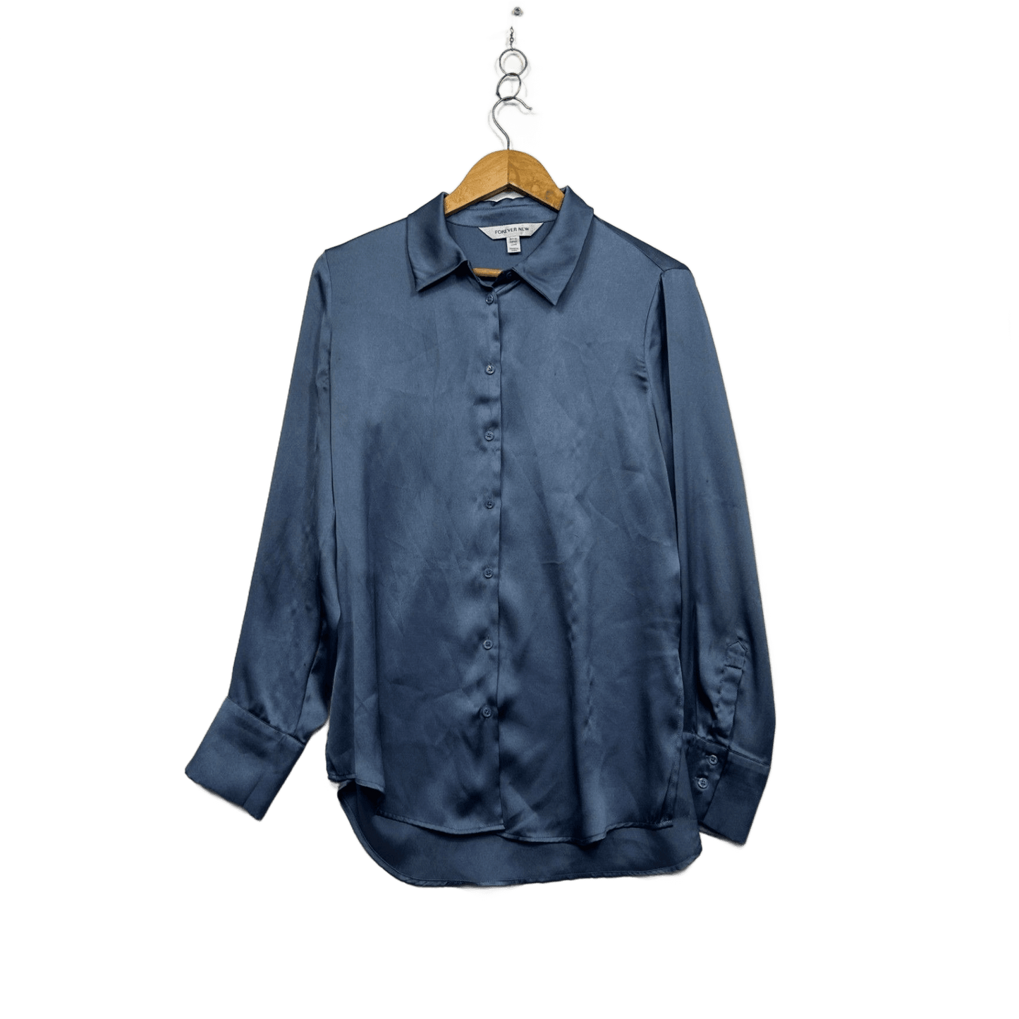 Forever New Women's Blue Button Up Long Sleeve Blouse Size 12