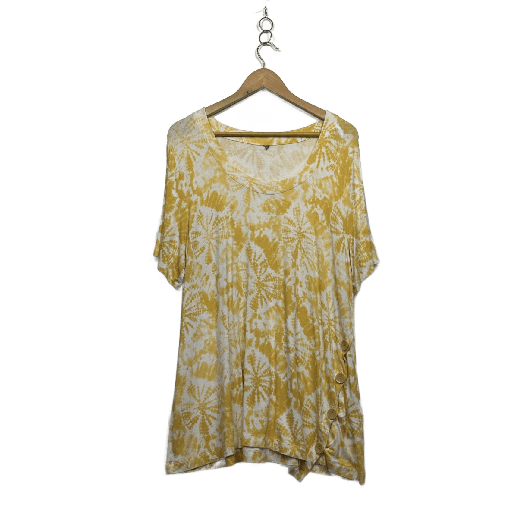 Taking Shape Short Sleeve Yellow Tie Dye Tunic Top Size 14 Plus