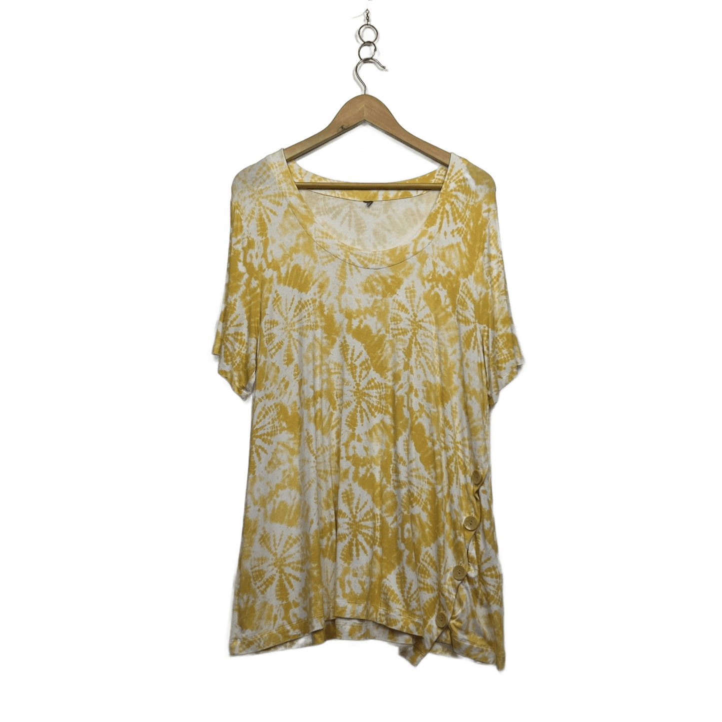 Taking Shape Short Sleeve Yellow Tie Dye Tunic Top Size 14 Plus