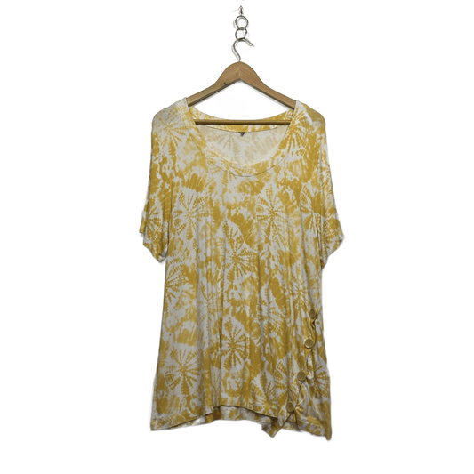 Taking Shape Short Sleeve Yellow Tie Dye Tunic Top Size 14 Plus