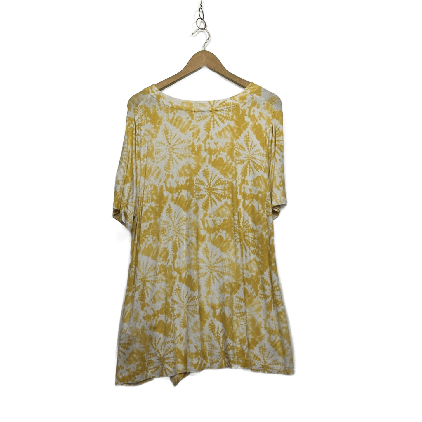 Taking Shape Short Sleeve Yellow Tie Dye Tunic Top Size 14 Plus