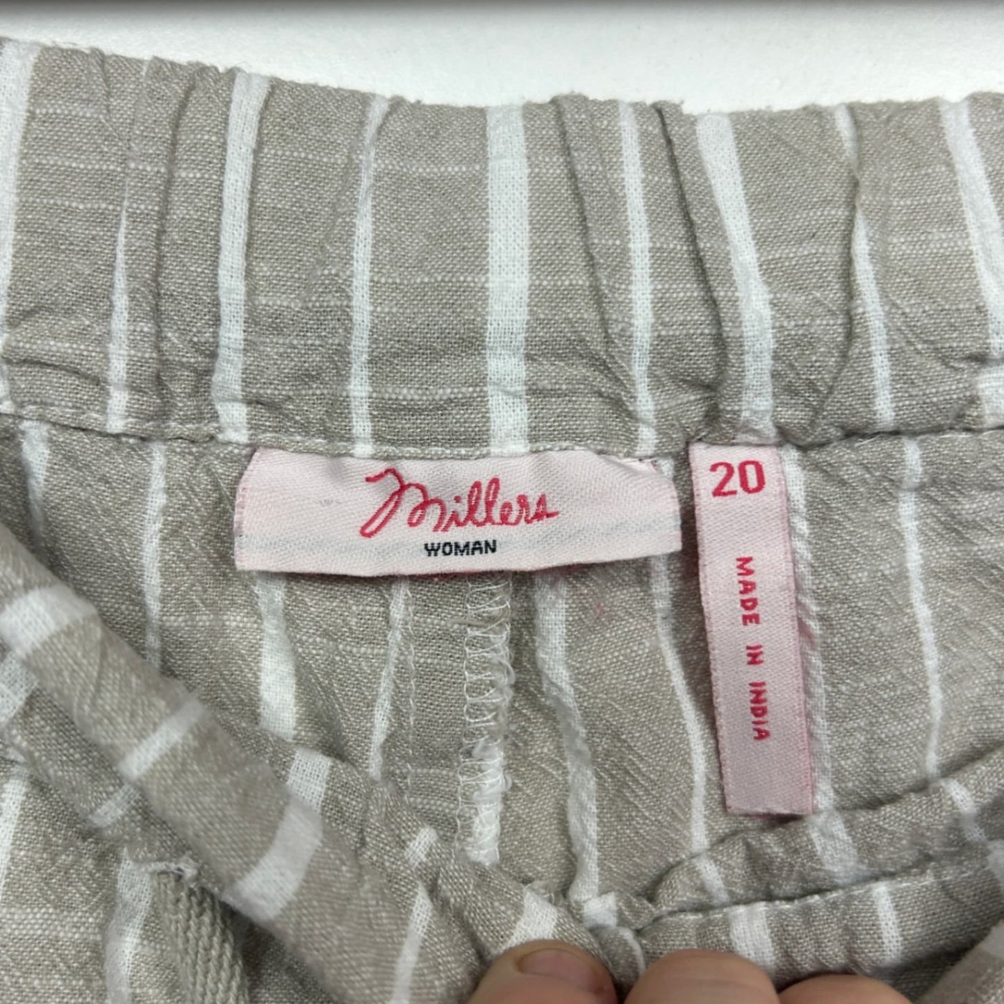 Millers Linen Blend Beige White Striped Cropped Pants Size 20