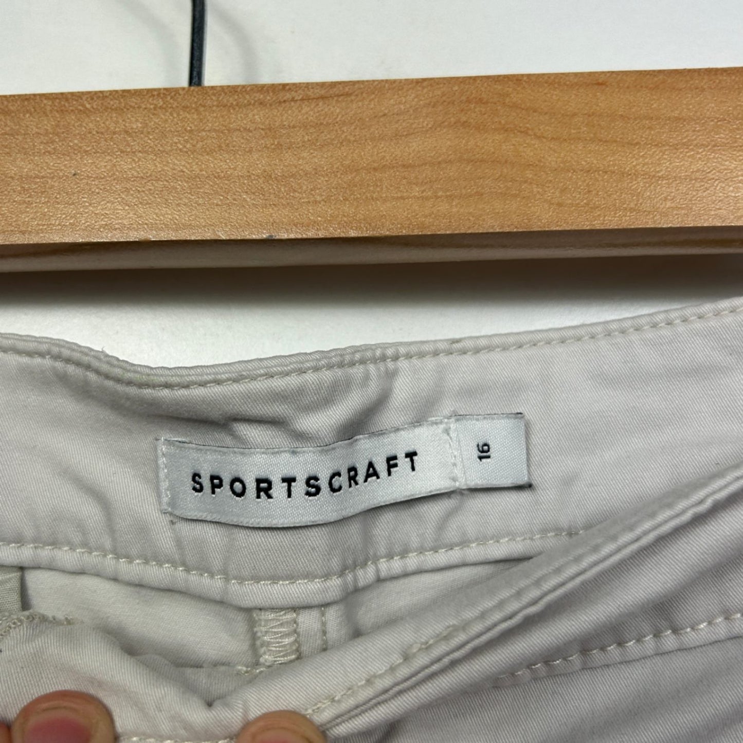 Sportscraft Beige Pockets Cotton Straight Leg Chinos Trousers Pants Size 16