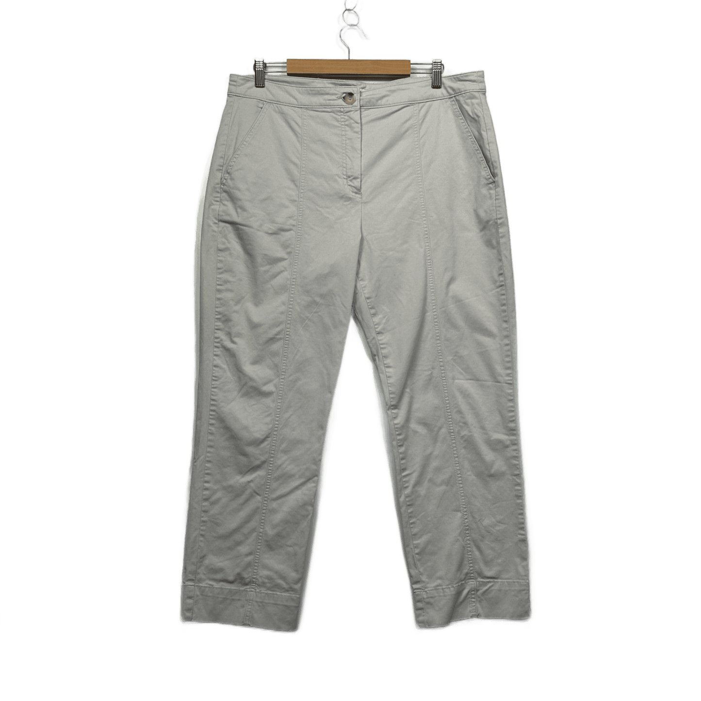 Sportscraft Beige Pockets Cotton Straight Leg Chinos Trousers Pants Size 16