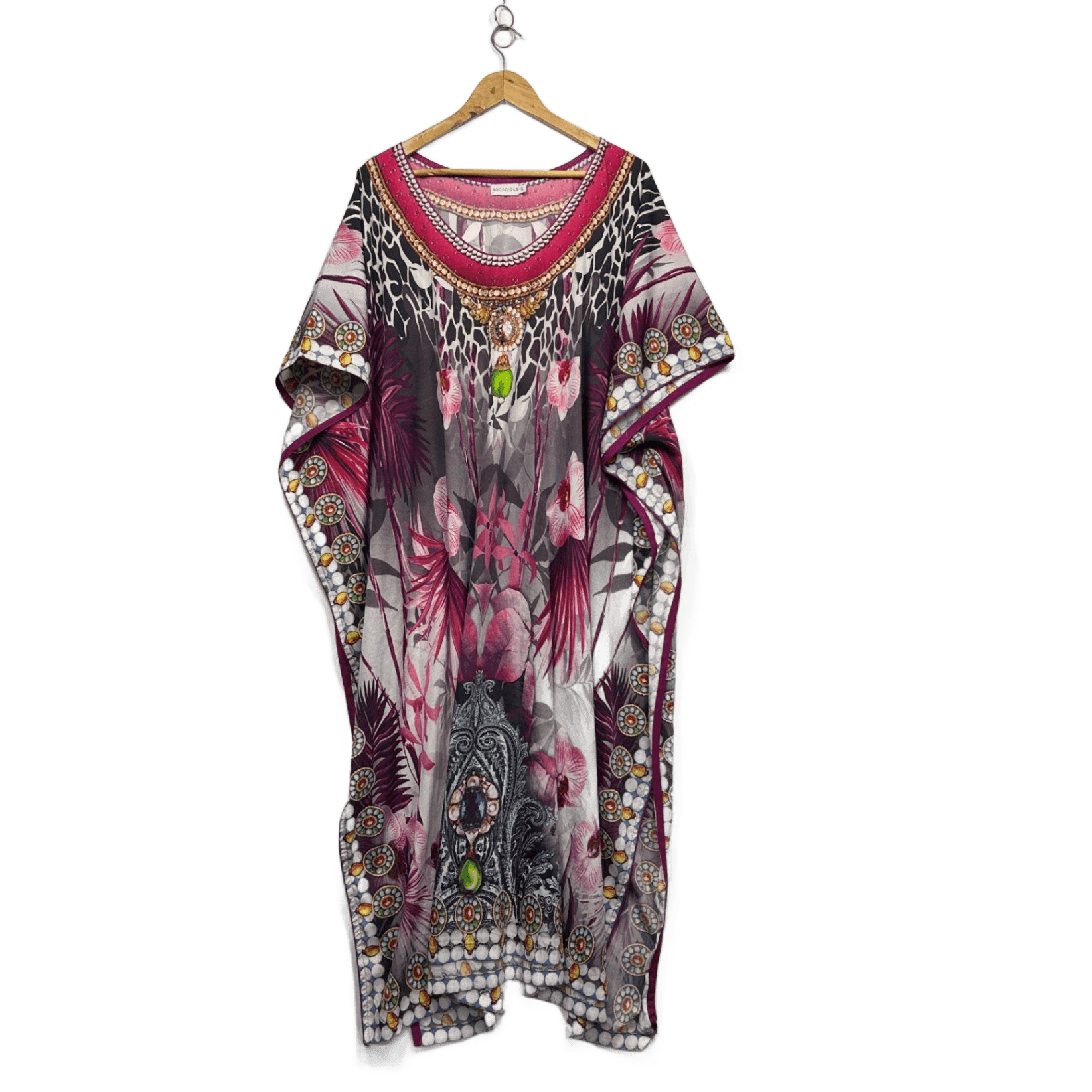 Bodacious Multicoloured Short Sleeve Kaftan Dress Size 16