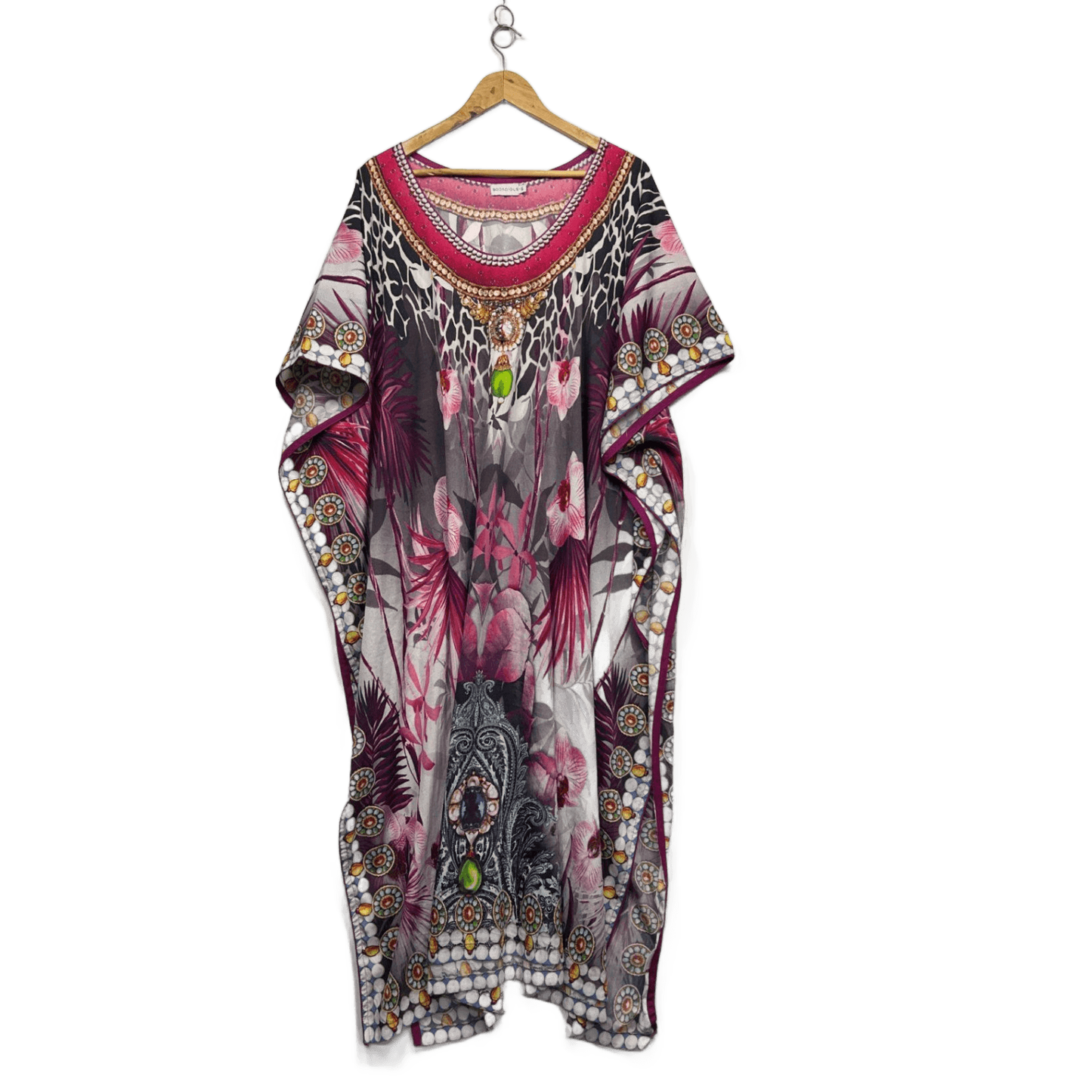 Bodacious Multicoloured Short Sleeve Kaftan Dress Size 16