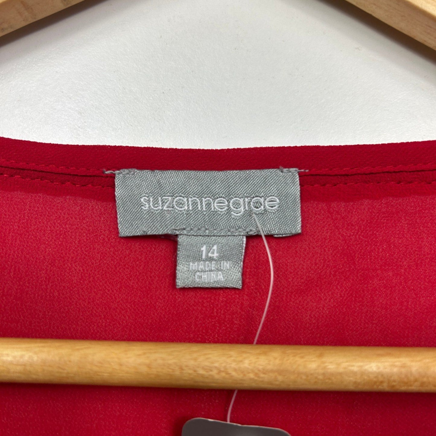 New Suzanne Grae Red 3/4 Bell Long Sleeve Boho Blouse Top Size 14