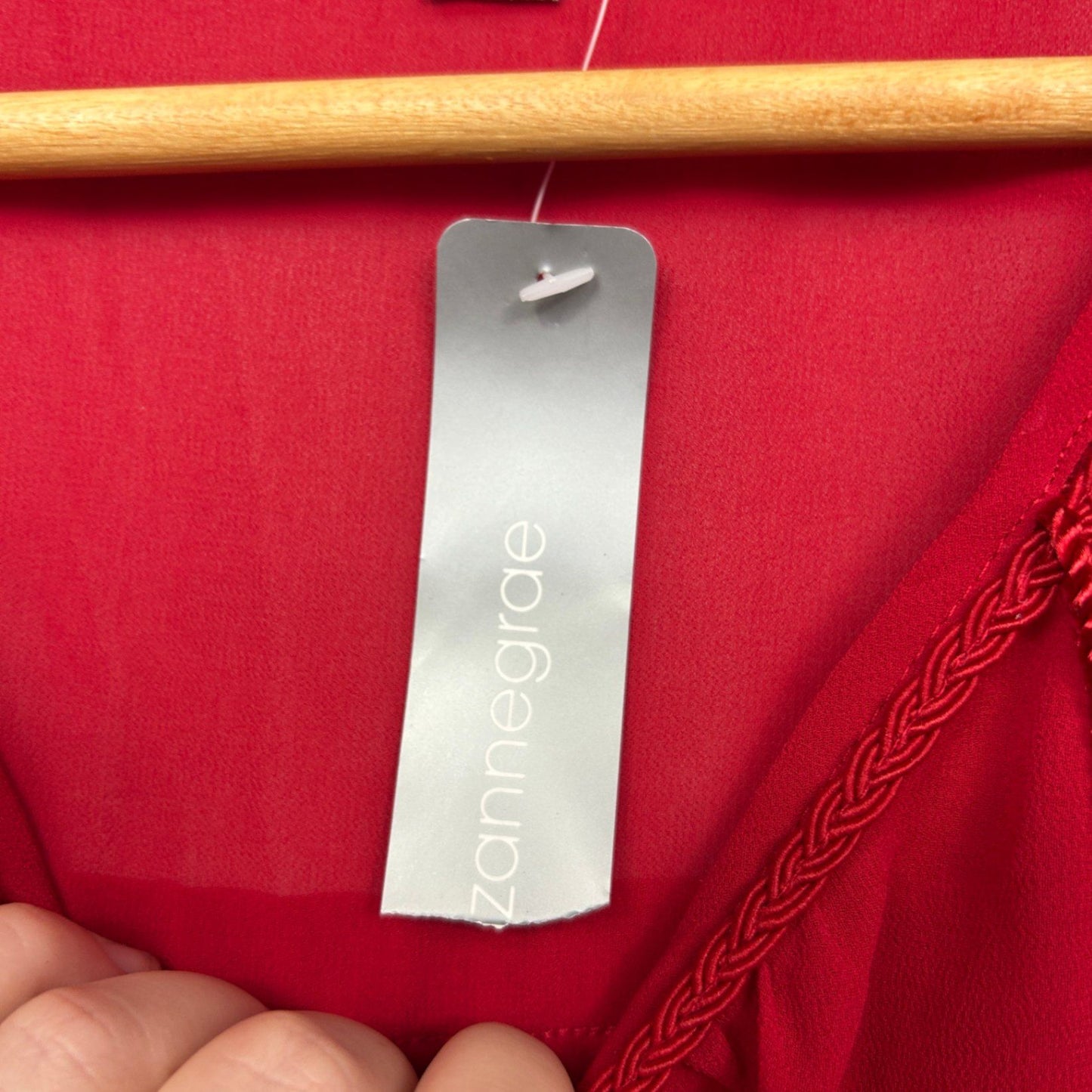 New Suzanne Grae Red 3/4 Bell Long Sleeve Boho Blouse Top Size 14