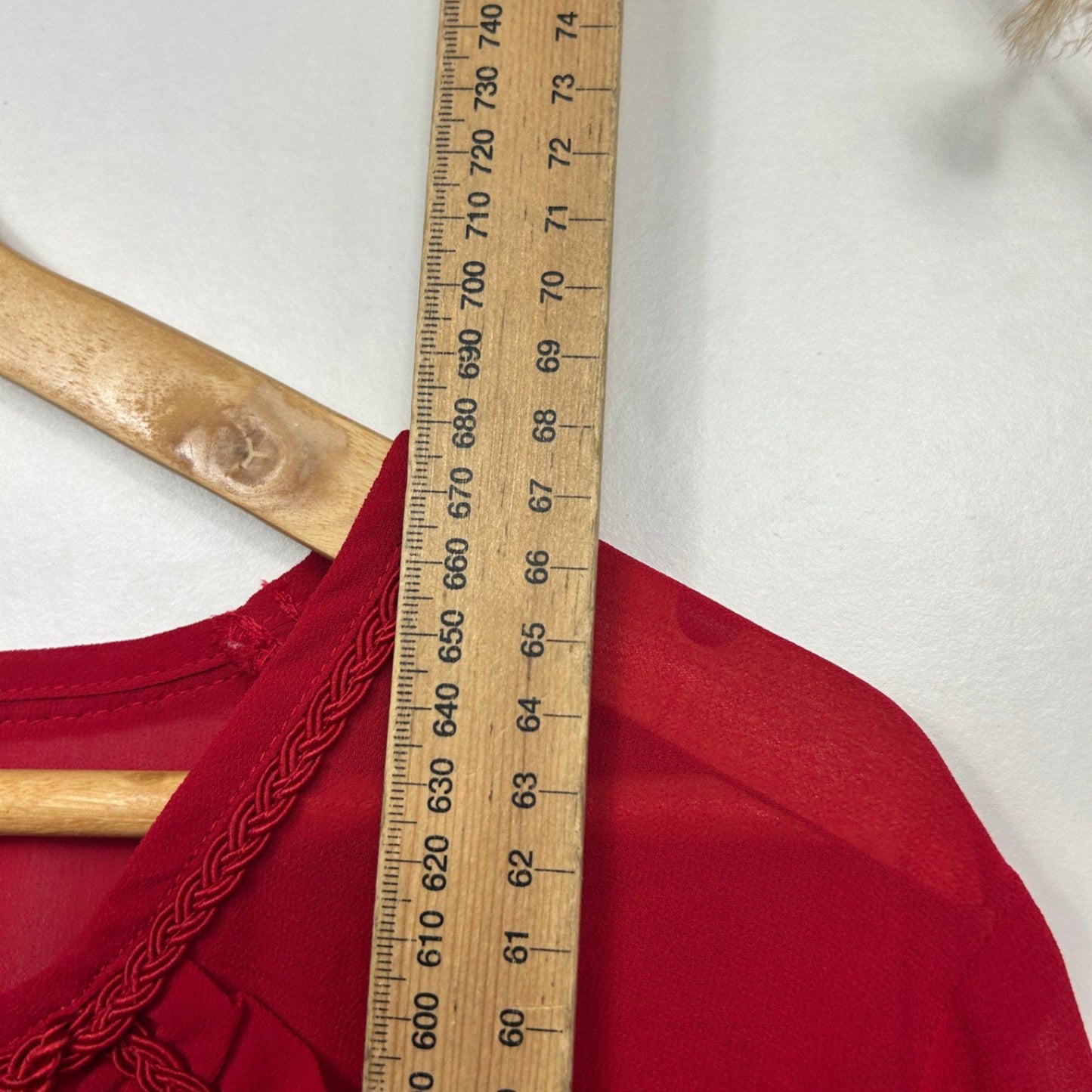 New Suzanne Grae Red 3/4 Bell Long Sleeve Boho Blouse Top Size 14