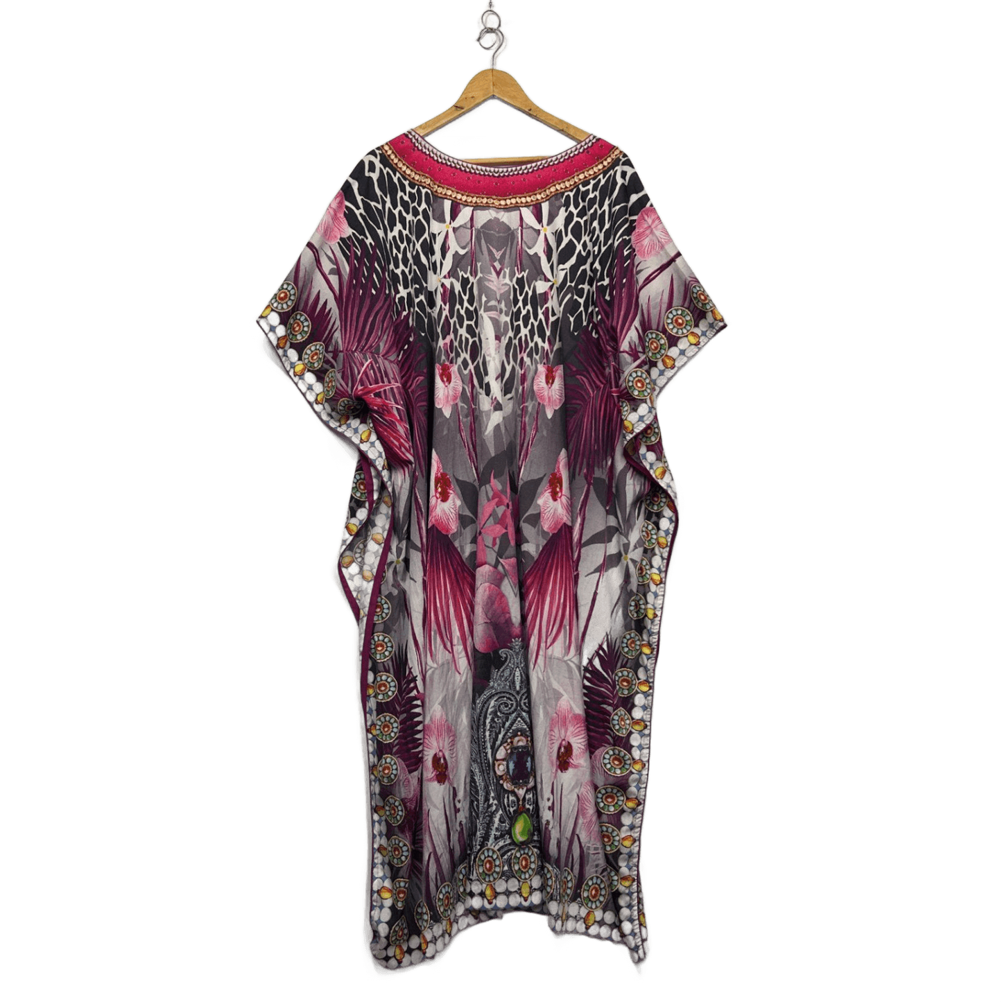 Bodacious Multicoloured Short Sleeve Kaftan Dress Size 16
