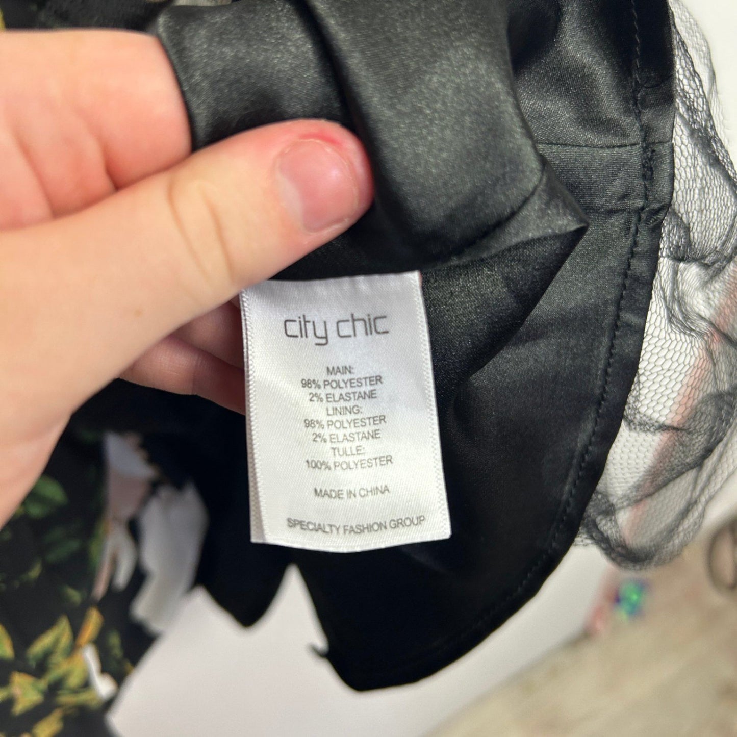 City Chic  Black White Floral Sleeveless Fit & Flare Dress Size 14 Plus XS