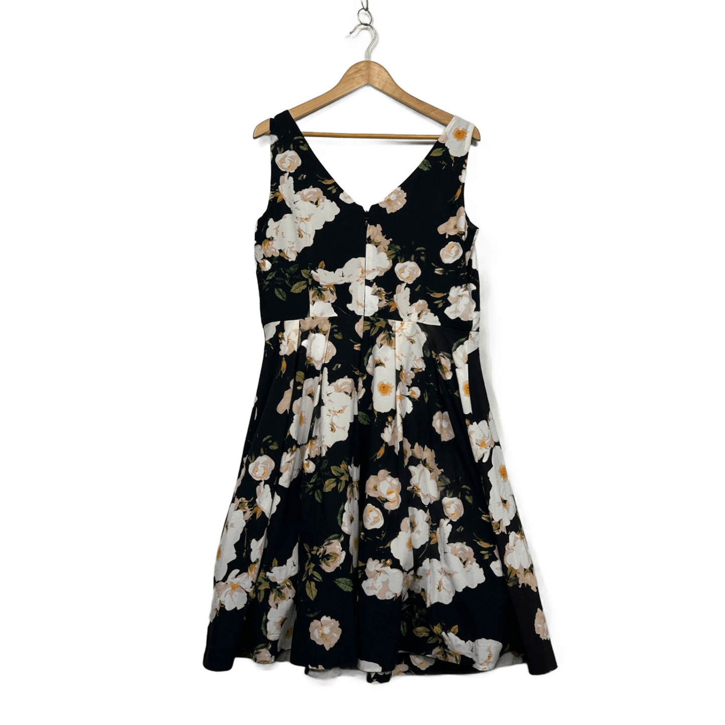 City Chic  Black White Floral Sleeveless Fit & Flare Dress Size 14 Plus XS