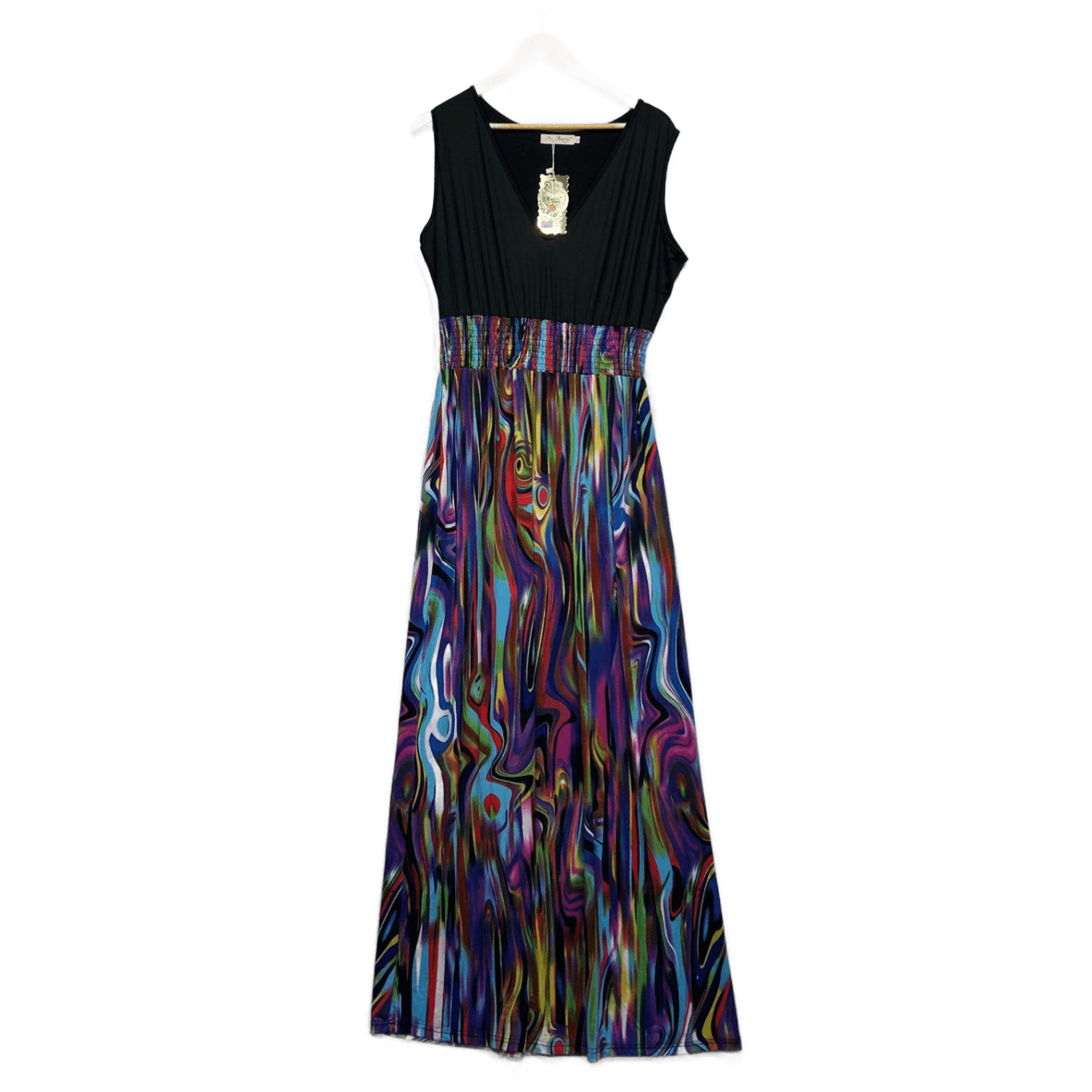 Rovii Fashion Multicoloured V-Neck Maxi Dress Size XL