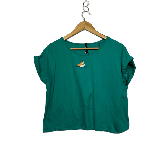 Dangerfield Green Short Sleeve Cropped Back Layered T-Shirt Size 14