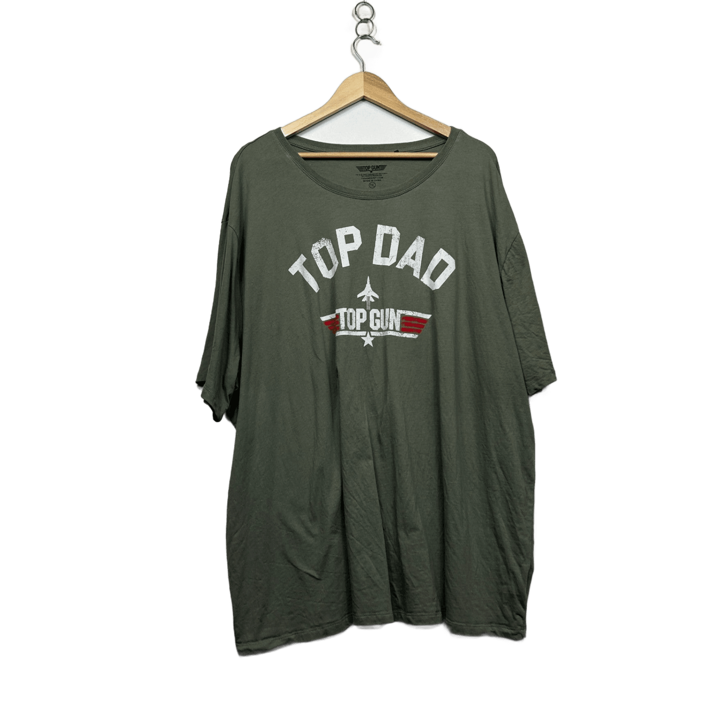 Top Gun Top Dad Men's Khaki Crew Neck Short Sleeve Cotton T-Shirt Size 7XL