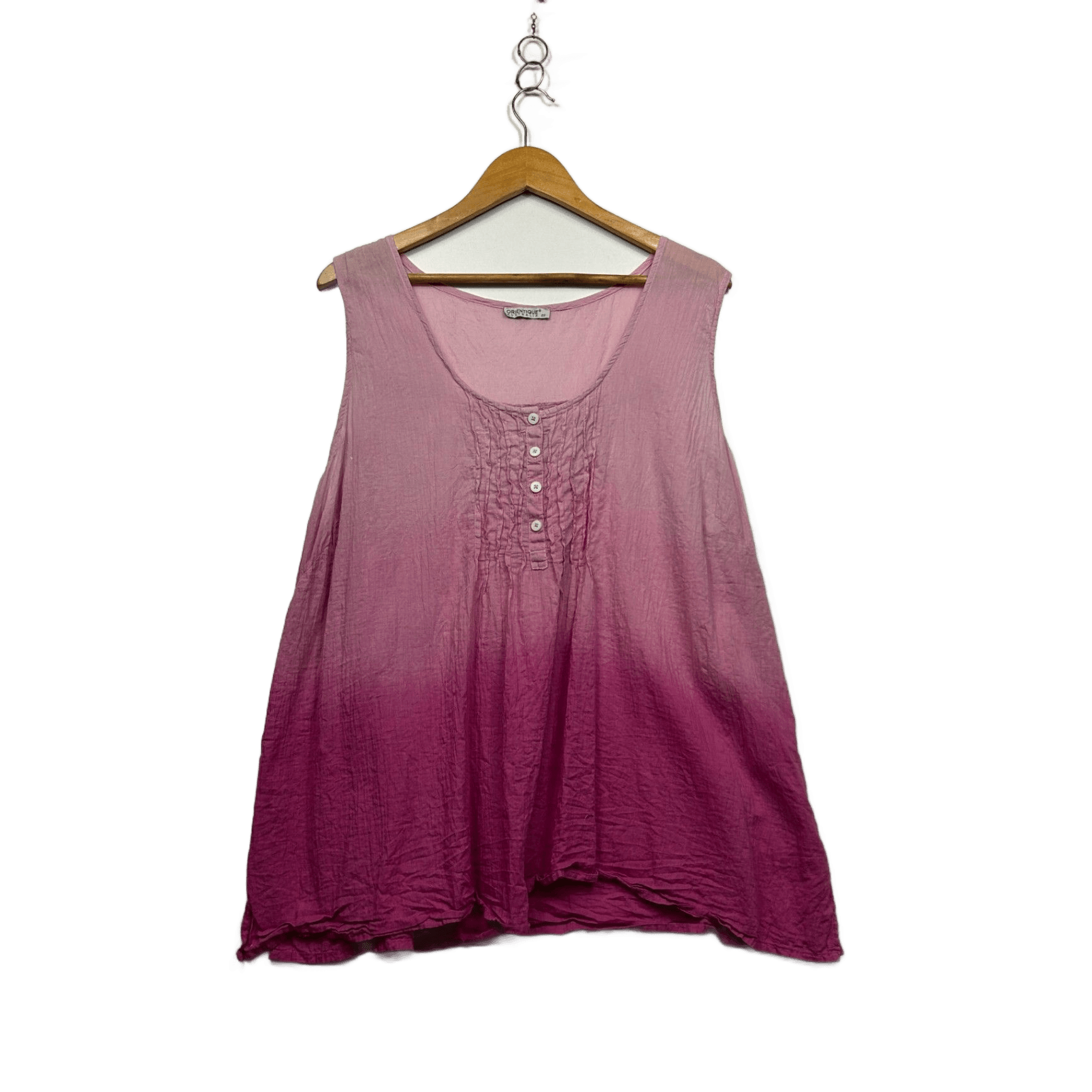 Orientique Pink Ombre Cotton Sleeveless Tunic Top Blouse Size 22