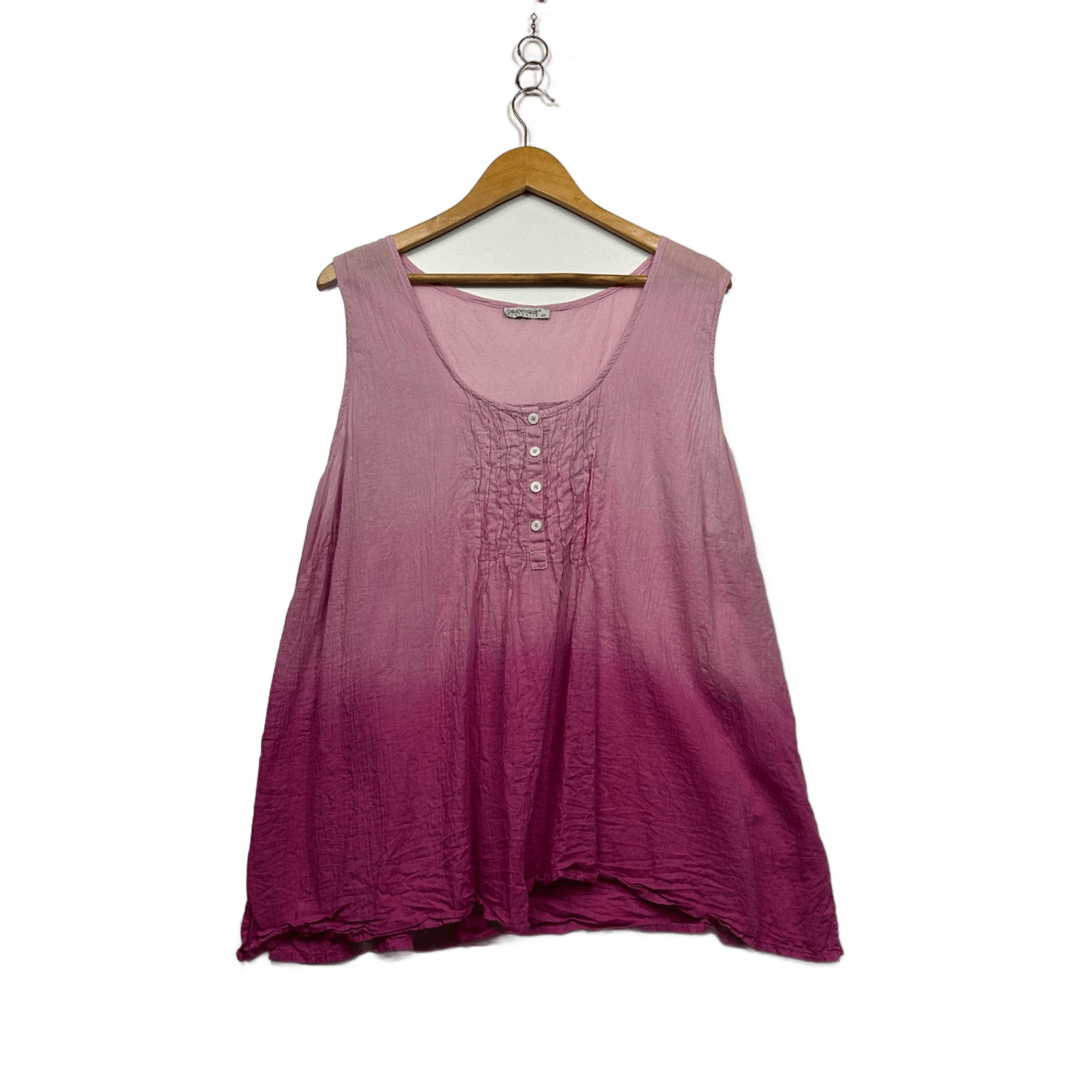 Orientique Pink Ombre Cotton Sleeveless Tunic Top Blouse Size 22