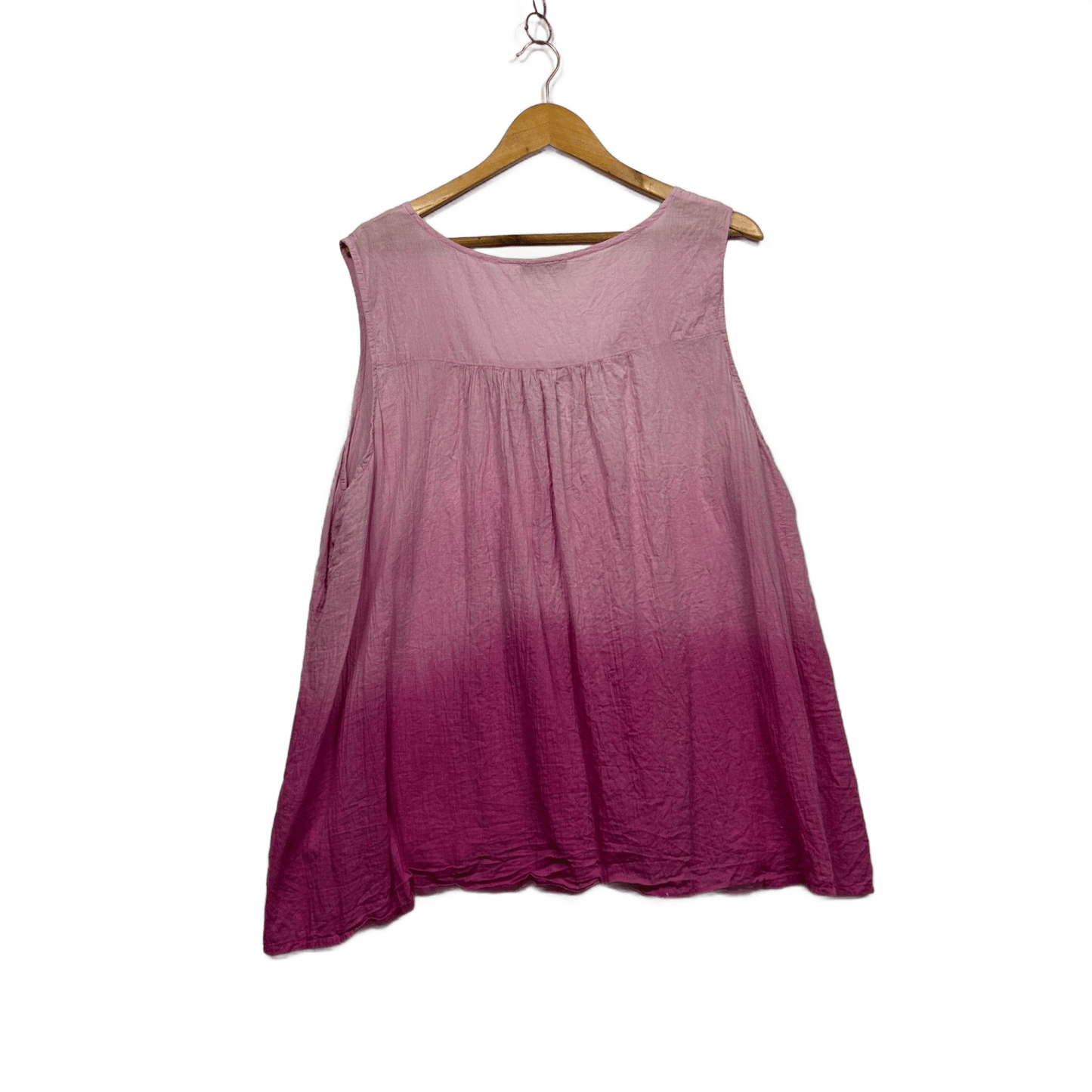 Orientique Pink Ombre Cotton Sleeveless Tunic Top Blouse Size 22