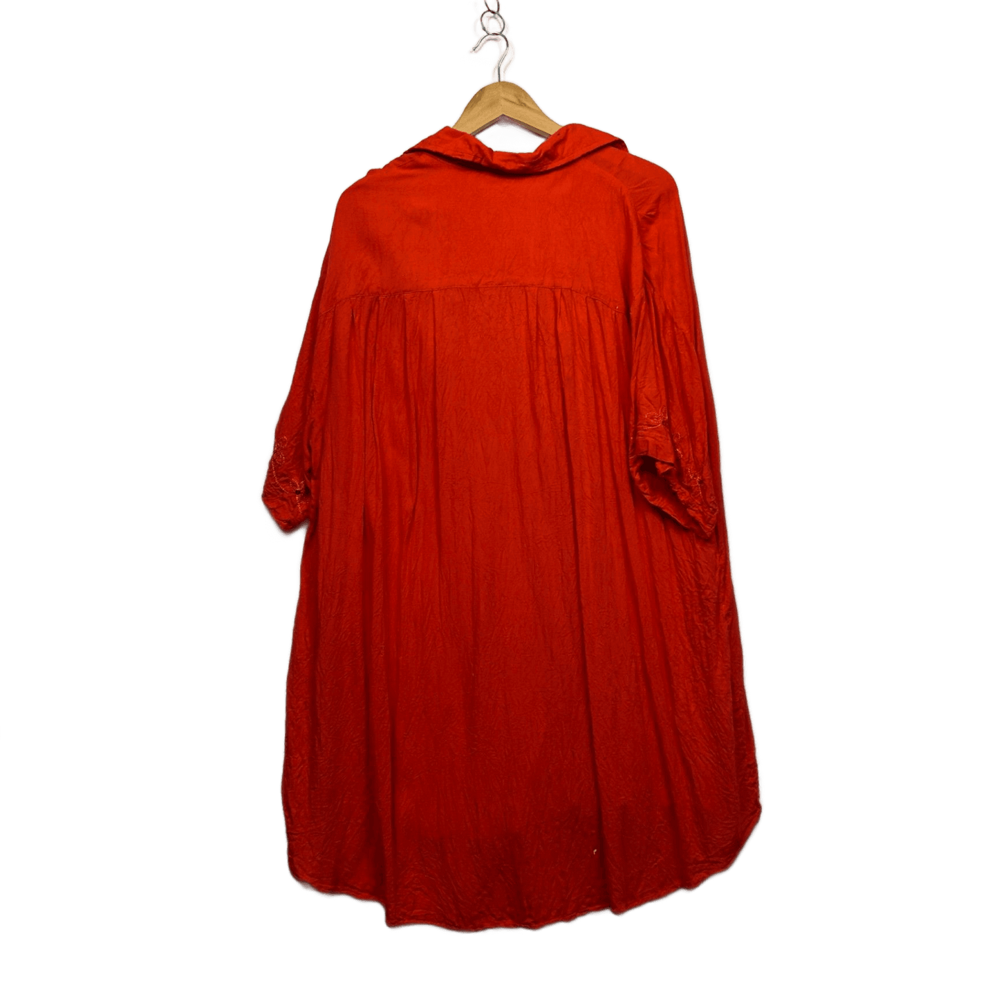 Red Rayon Embroidered Sequin Button Up Top Shirt Size 16 18 XL