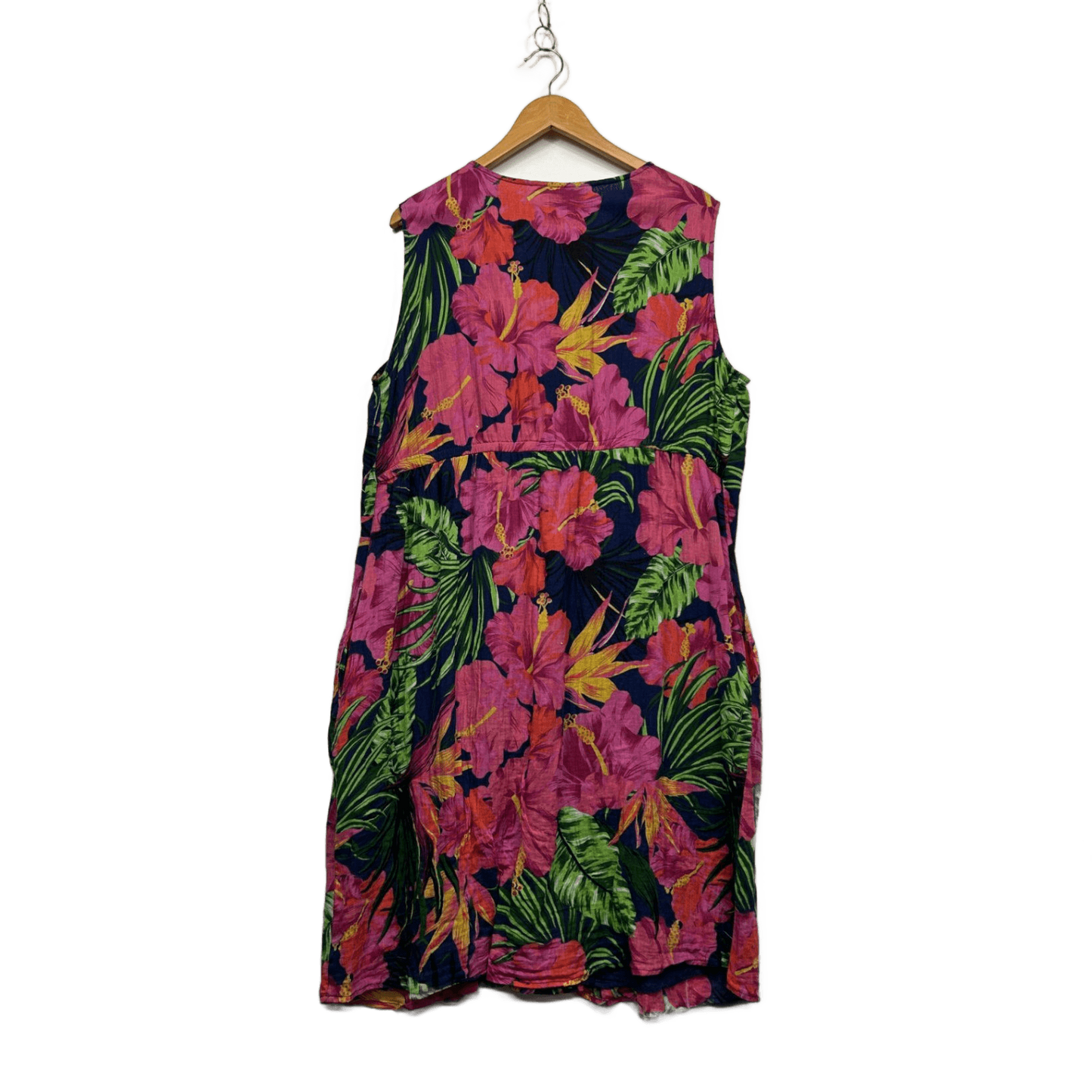 Virtuelle Sleeveless Multicoloured Floral Tropical Maxi Dress Pockets Size 16