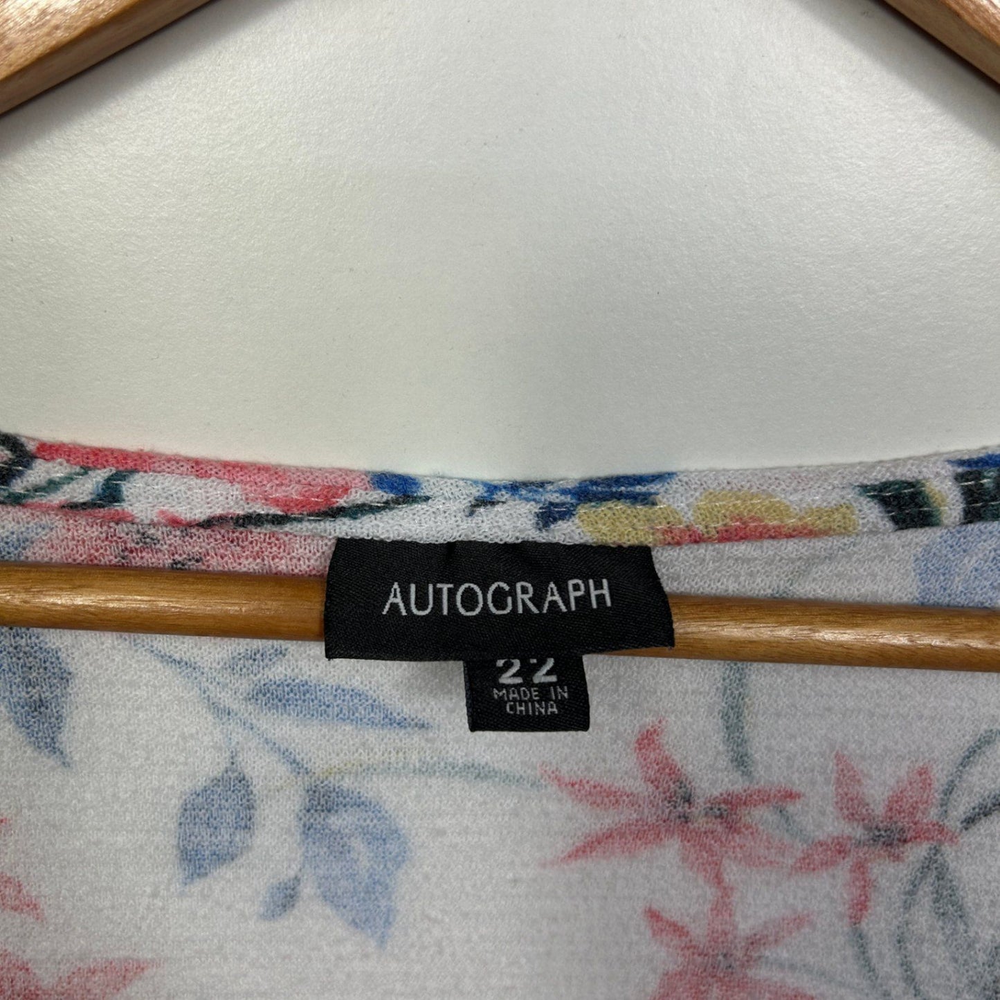 Autograph White Multicoloured Short Sleeve Floral Top Size 22