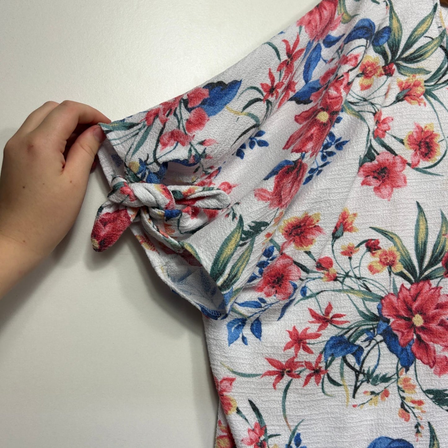 Autograph White Multicoloured Short Sleeve Floral Top Size 22