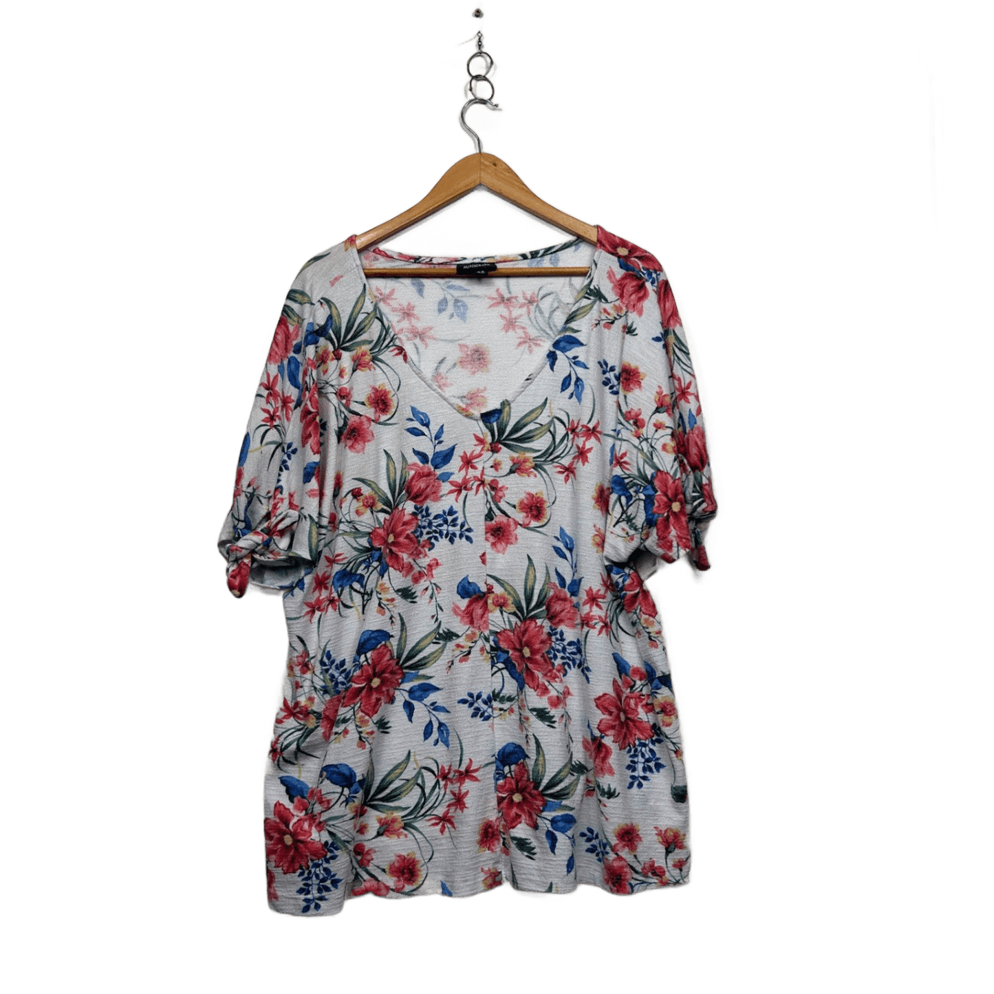 Autograph White Multicoloured Short Sleeve Floral Top Size 22