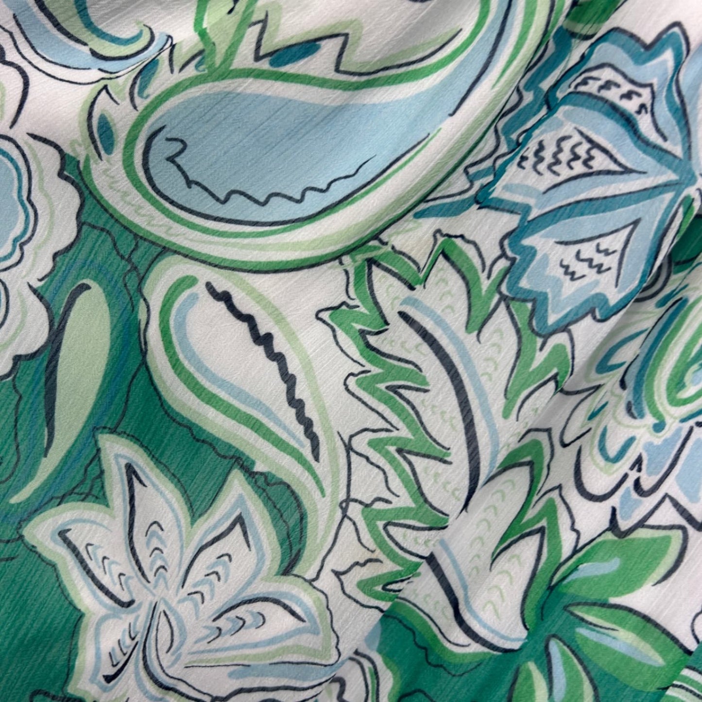 Rockmans Green White Paisley Print Long Sleeve Midi Dress Size 14