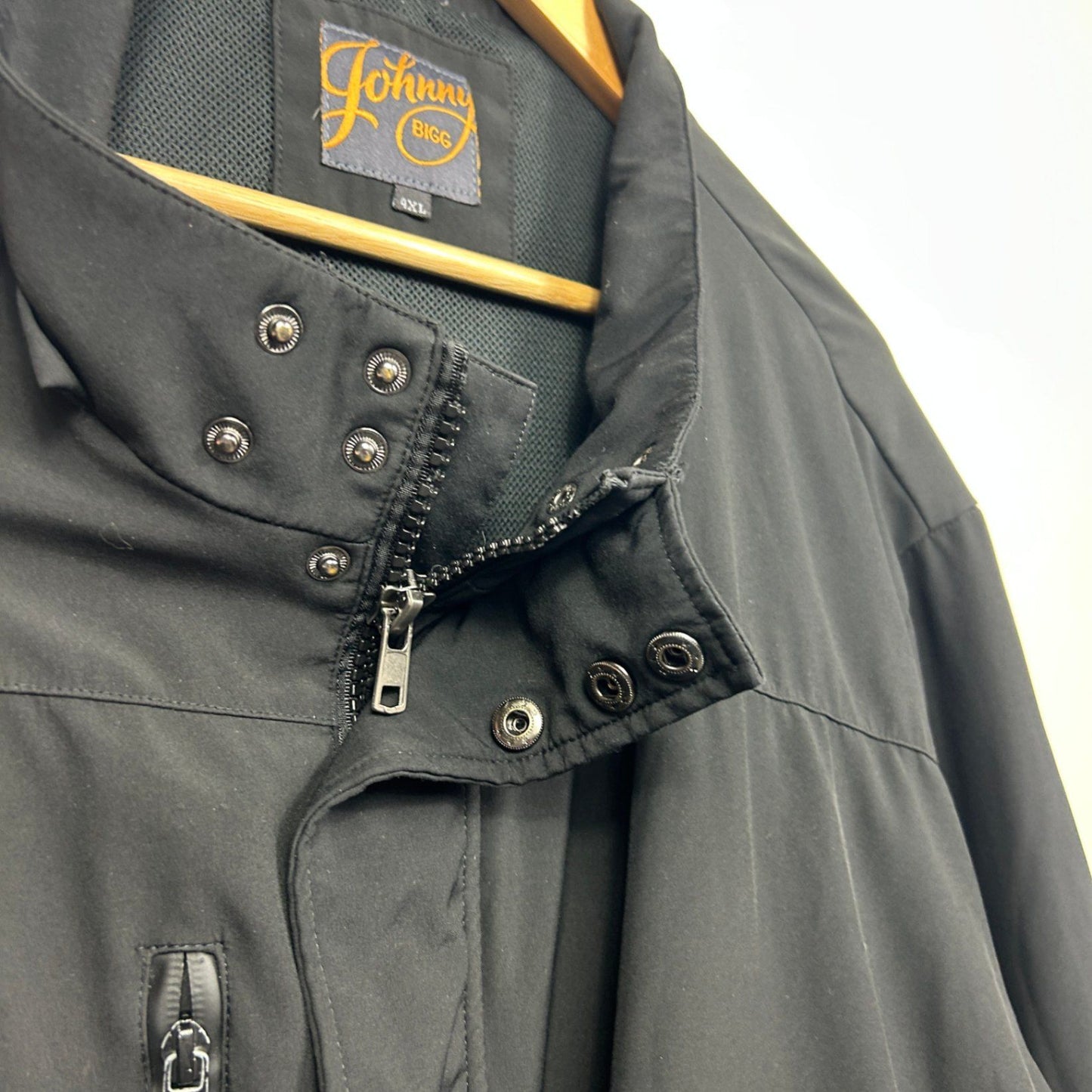 Johnny Bigg Mens Black Snap Zip Pockets Jacket  Size 4XL