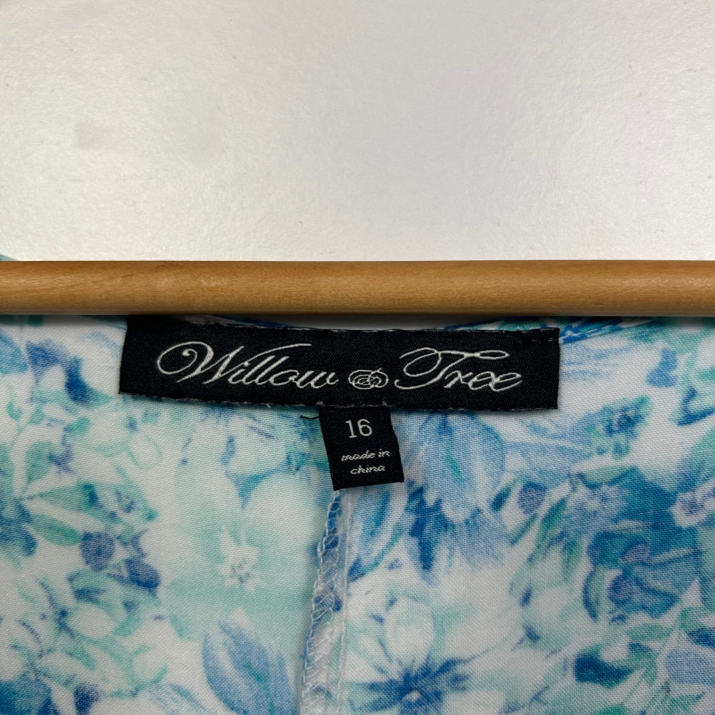Willow Tree  Blue Viscose Short Sleeve Maxi Floral Dress Size 16