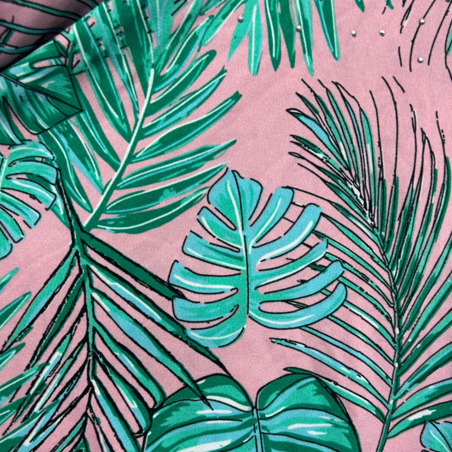 Rockmans  Pink Green Short Sleeve Floral V Neck Casual Top Size 14 16 XL