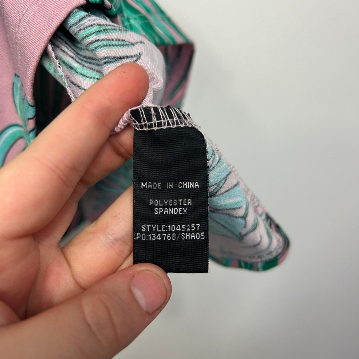 Rockmans  Pink Green Short Sleeve Floral V Neck Casual Top Size 14 16 XL