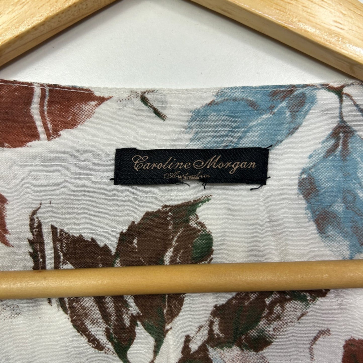 Caroline Morgan 3/4 Sleeve Leaf Print Tunic Top Blouse Size 14 16