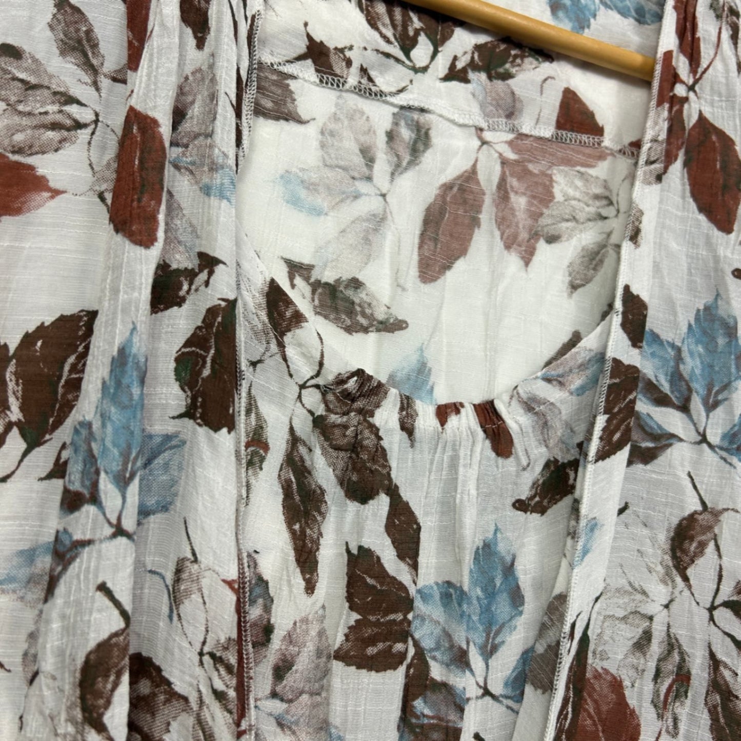 Caroline Morgan 3/4 Sleeve Leaf Print Tunic Top Blouse Size 14 16