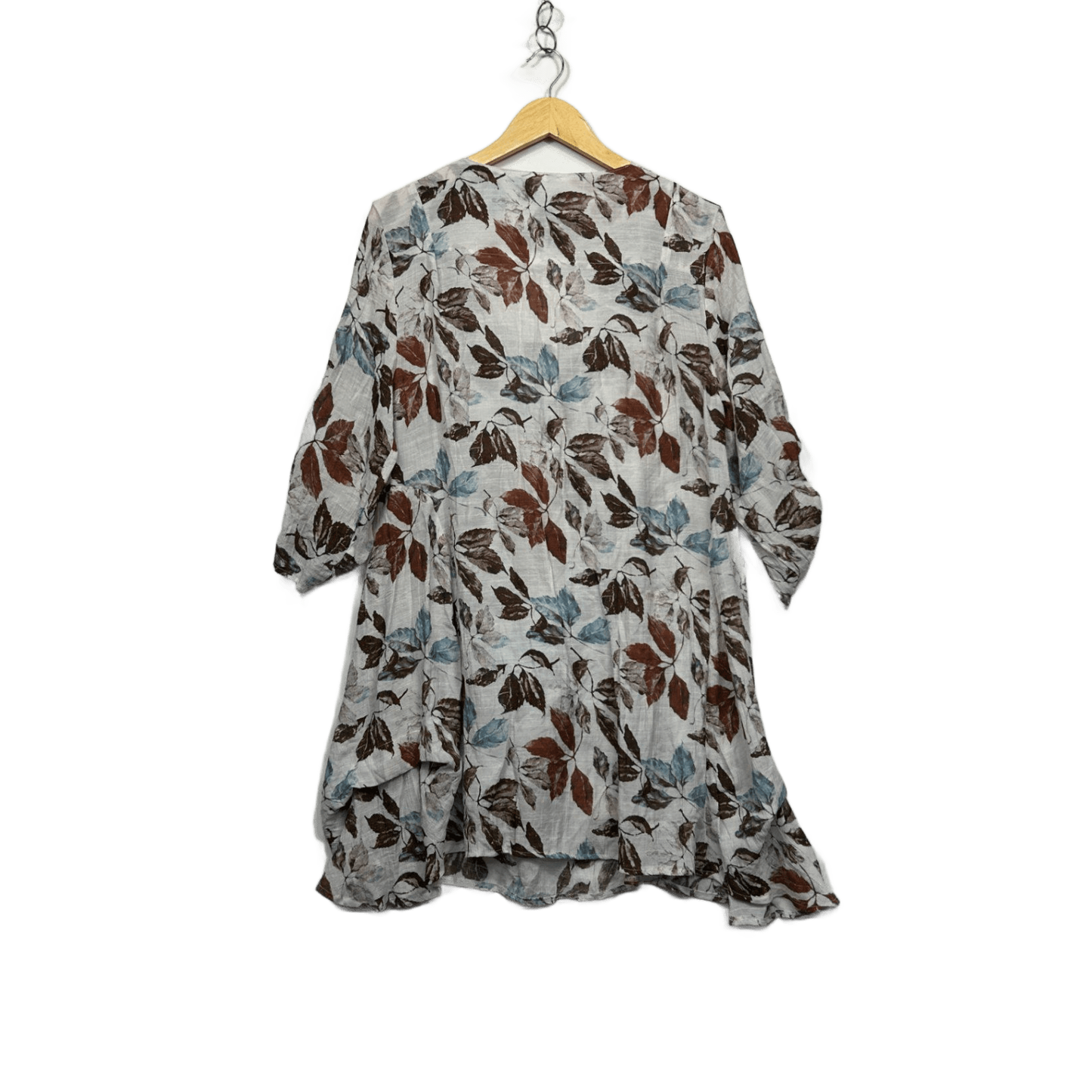 Caroline Morgan 3/4 Sleeve Leaf Print Tunic Top Blouse Size 14 16