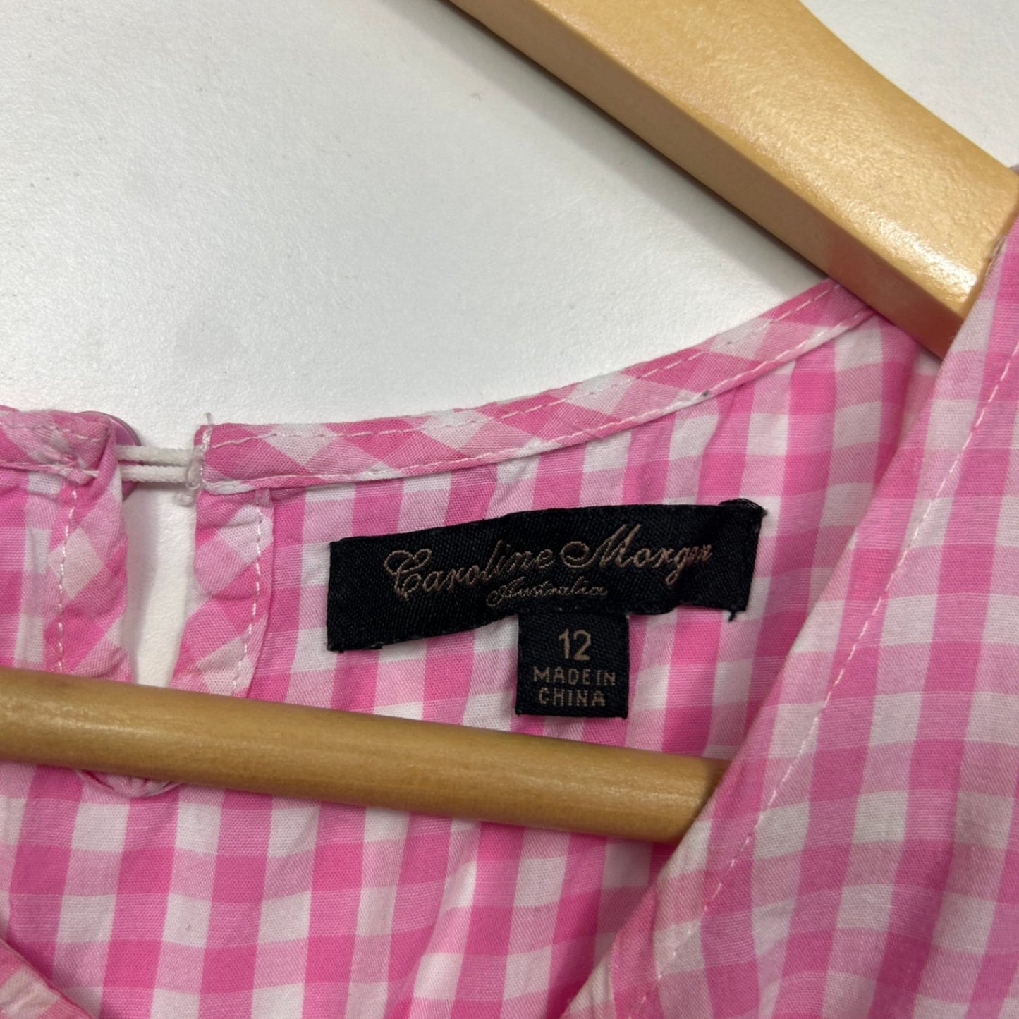 Caroline Morgan  Pink Cotton Short Sleeve Gingham Check Top Size 12