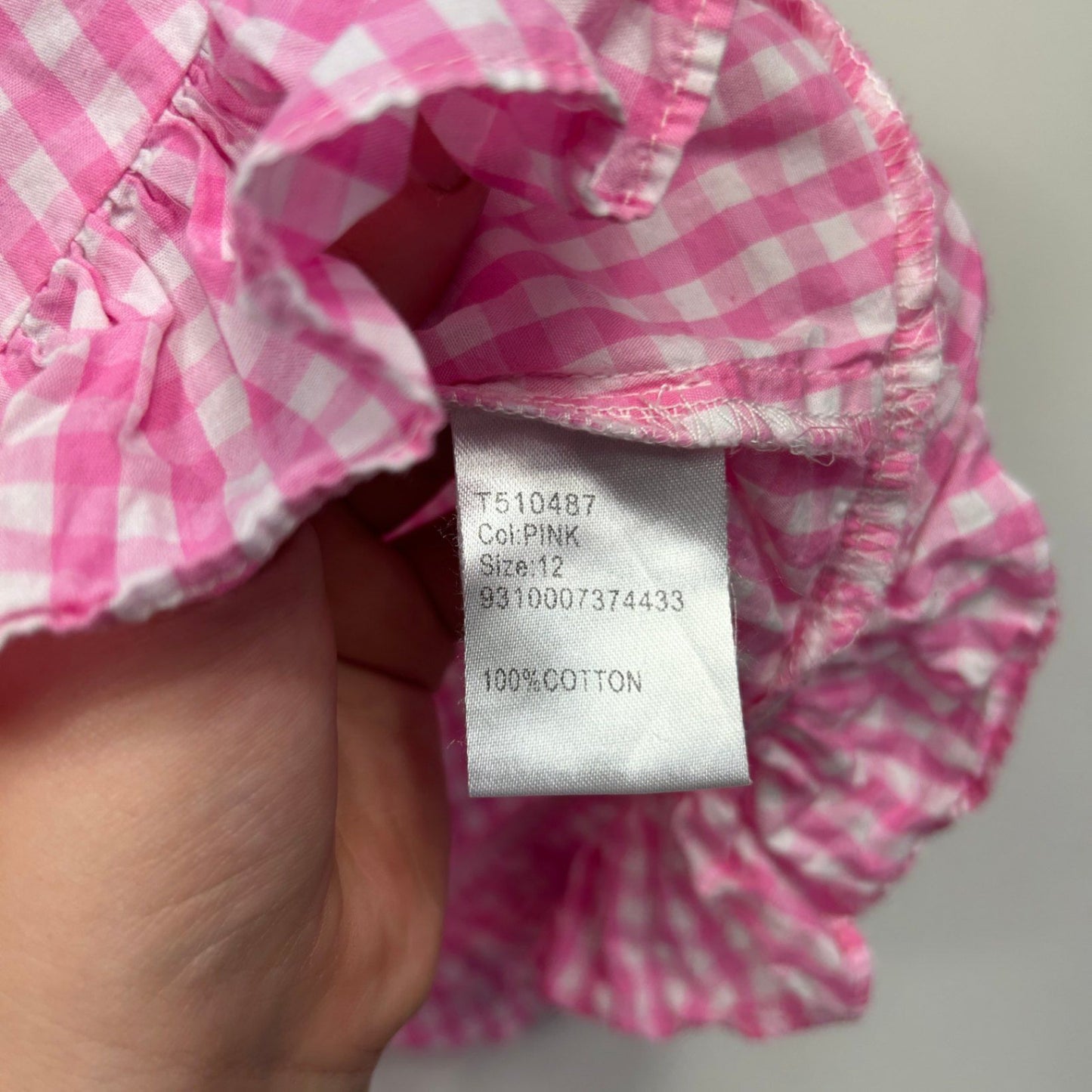 Caroline Morgan  Pink Cotton Short Sleeve Gingham Check Top Size 12