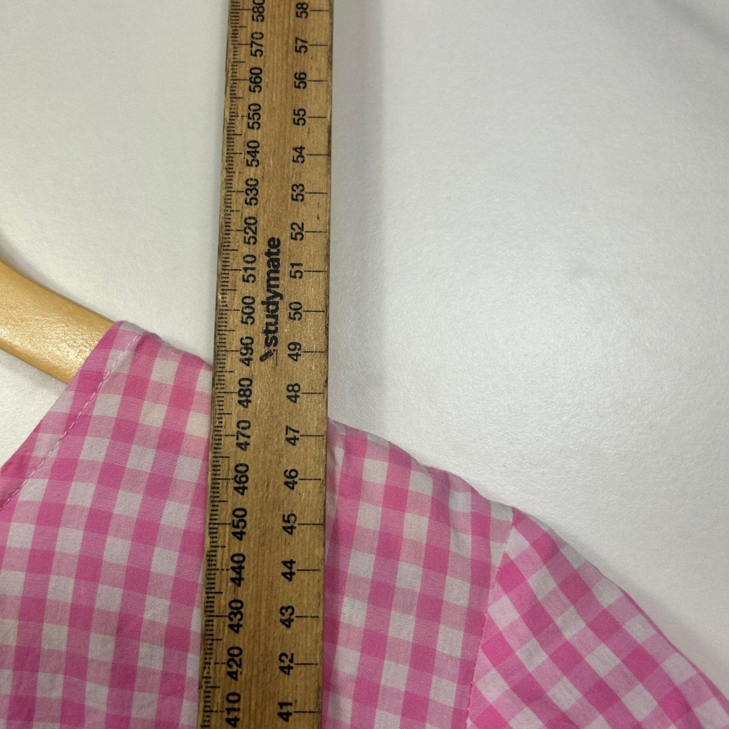 Caroline Morgan  Pink Cotton Short Sleeve Gingham Check Top Size 12