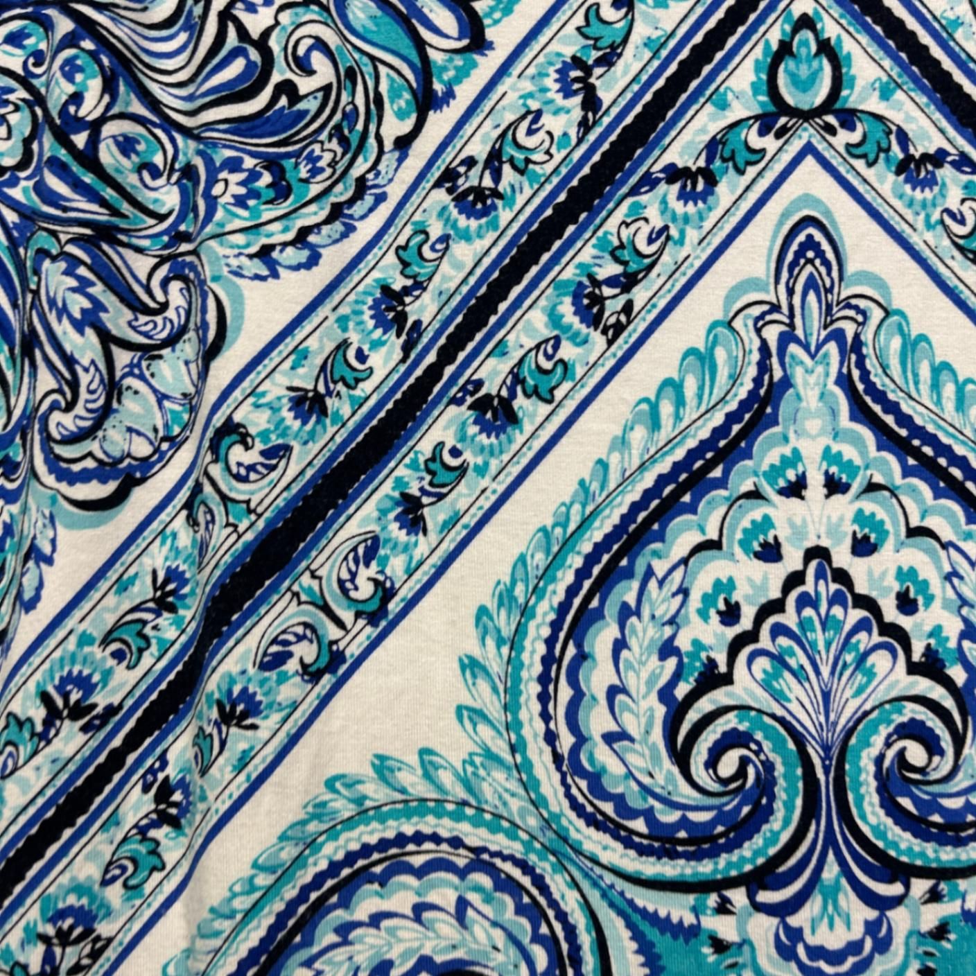 W.Lane Blue Aqua Paisley Print Stretch Skirt Size 2XL 16 18