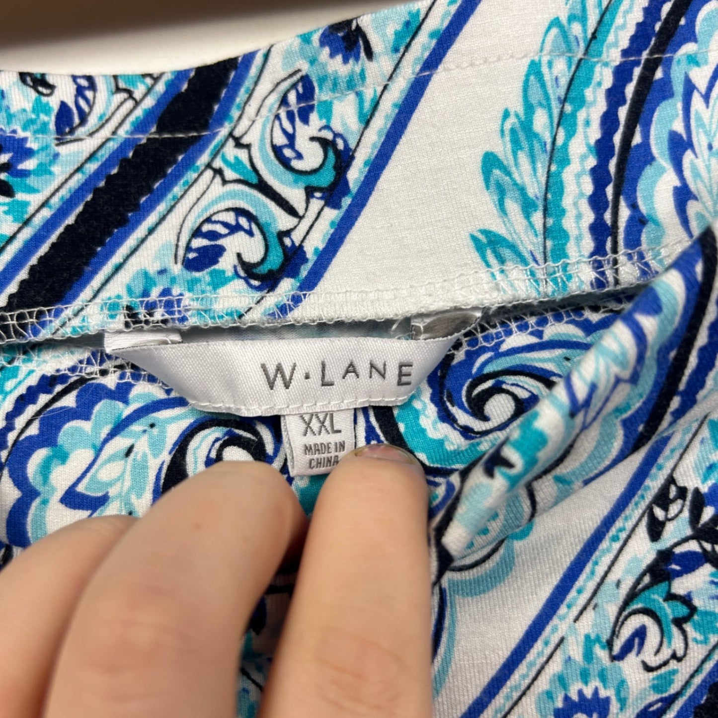 W.Lane Blue Aqua Paisley Print Stretch Skirt Size 2XL 16 18