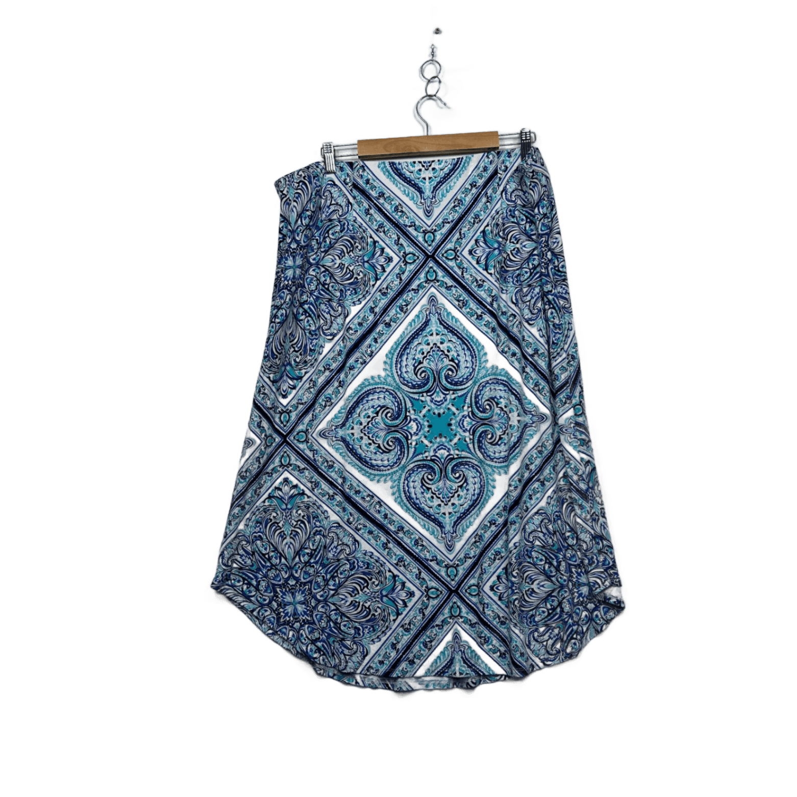 W.Lane Blue Aqua Paisley Print Stretch Skirt Size 2XL 16 18