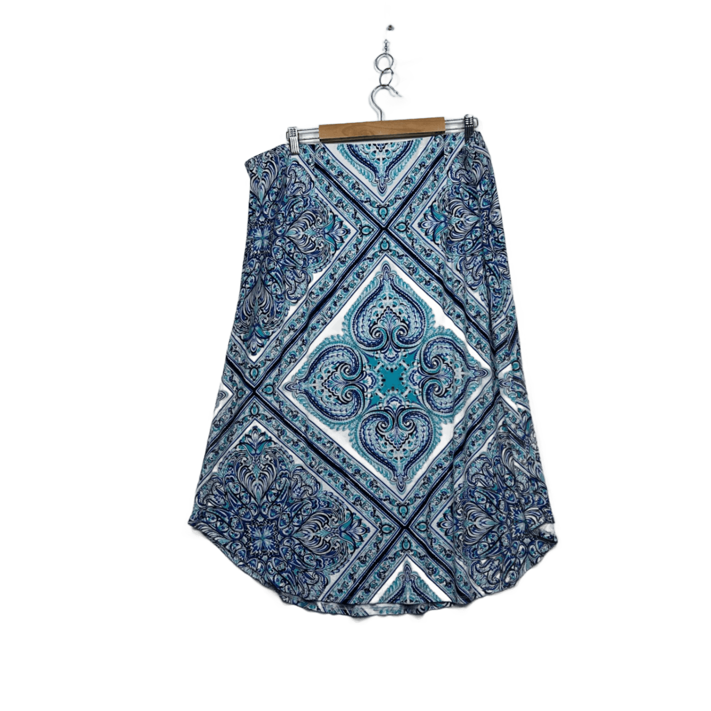 W.Lane Blue Aqua Paisley Print Stretch Skirt Size 2XL 16 18