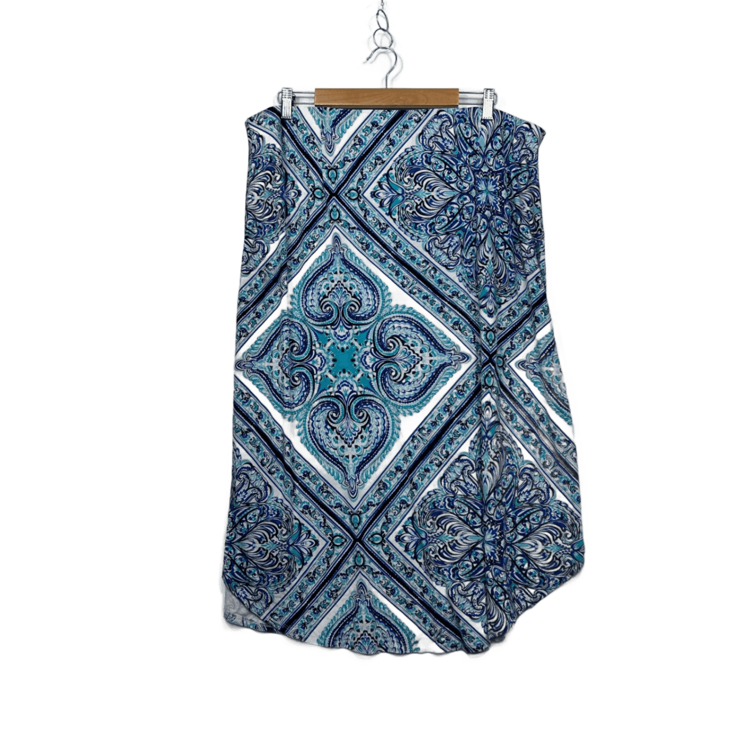 W.Lane Blue Aqua Paisley Print Stretch Skirt Size 2XL 16 18