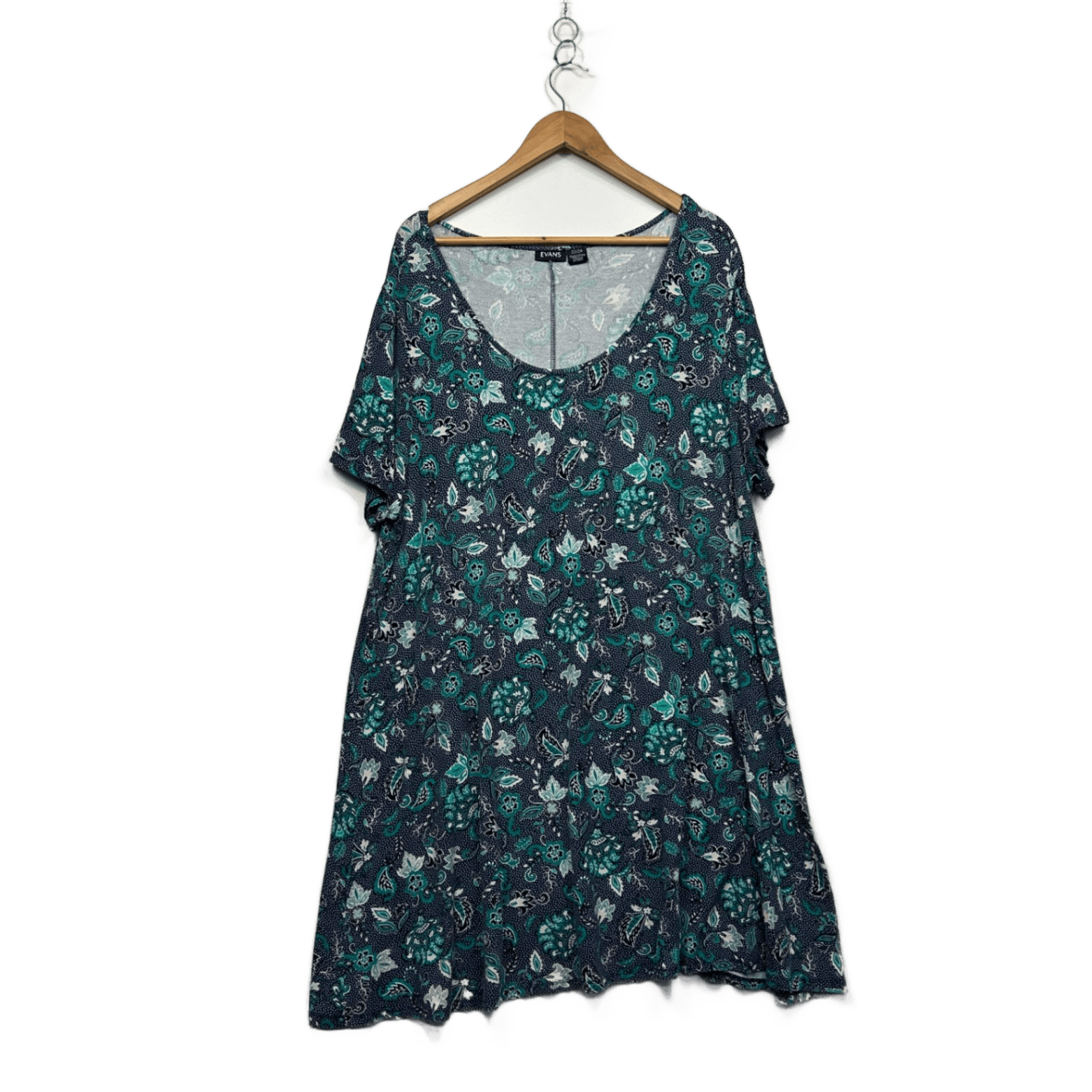 Evans Short Sleeve Green Short Sleeve Paisley Front Jersey Dress Size 22/24