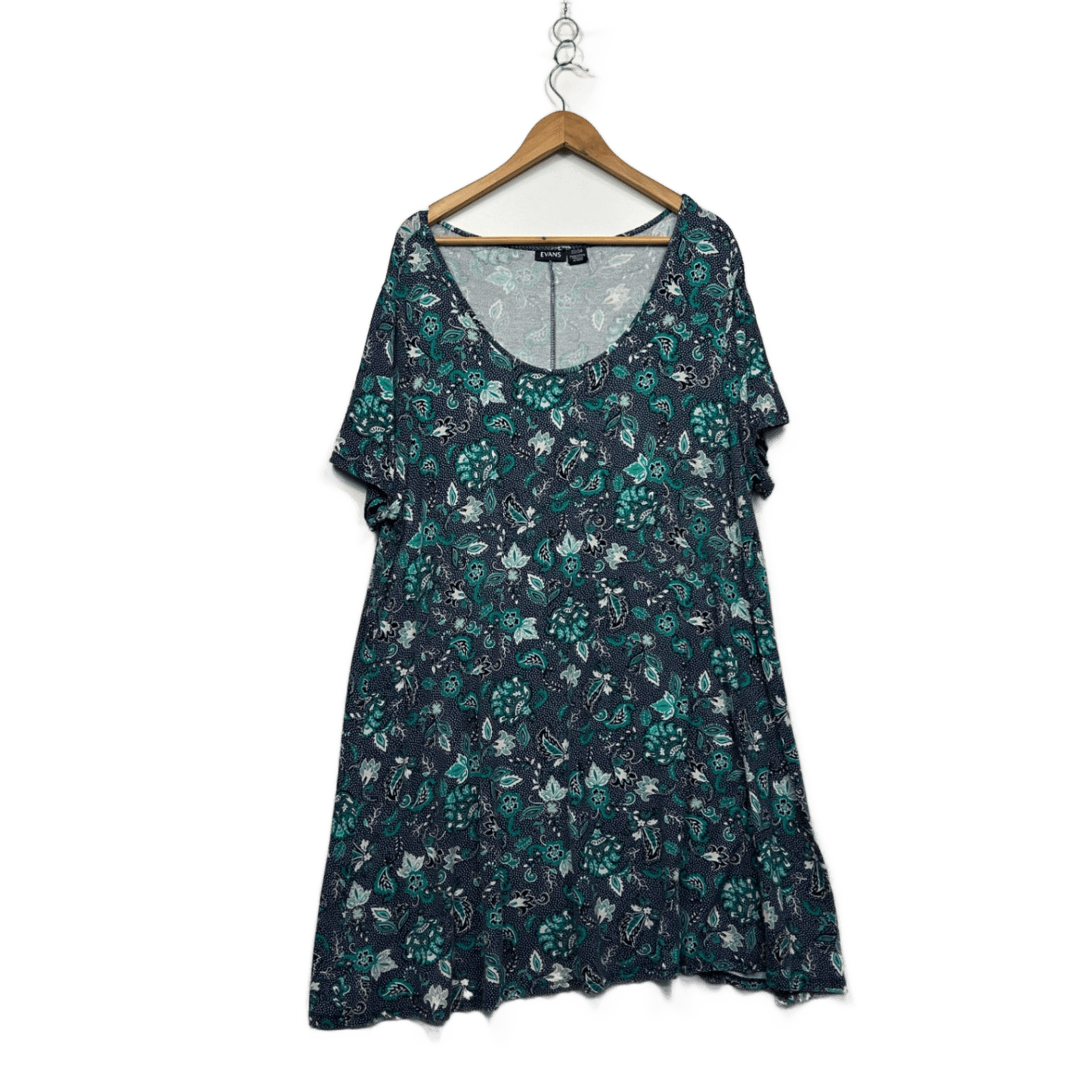 Evans Short Sleeve Green Short Sleeve Paisley Front Jersey Dress Size 22/24